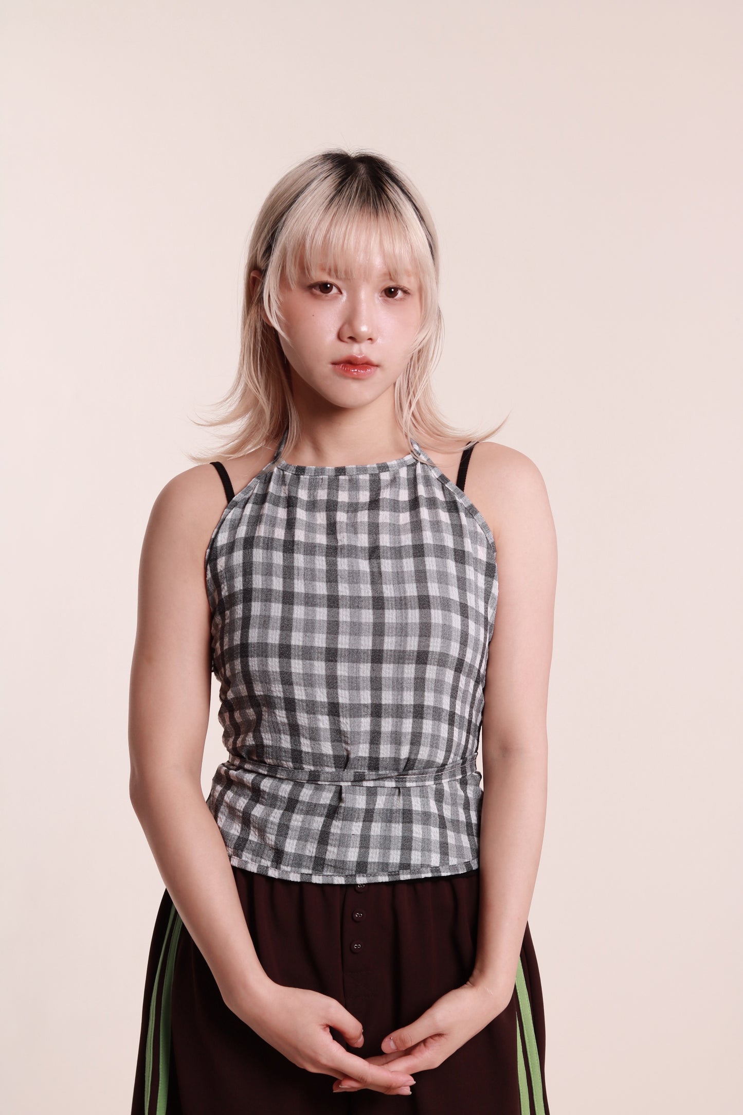 Checkered Halter Top (Black)