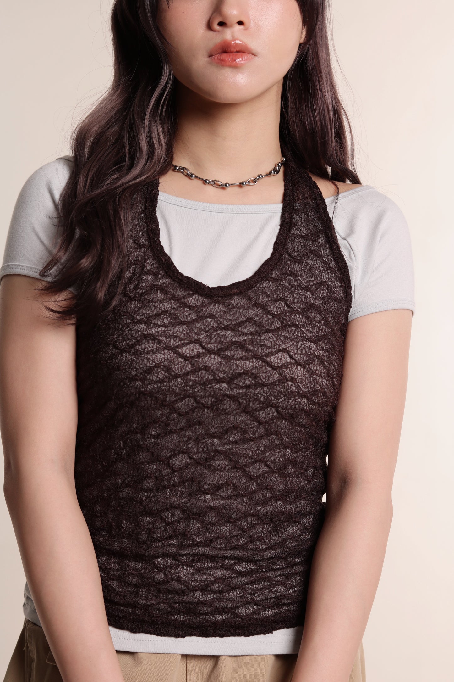 Layered Halter Top Set (Brown)