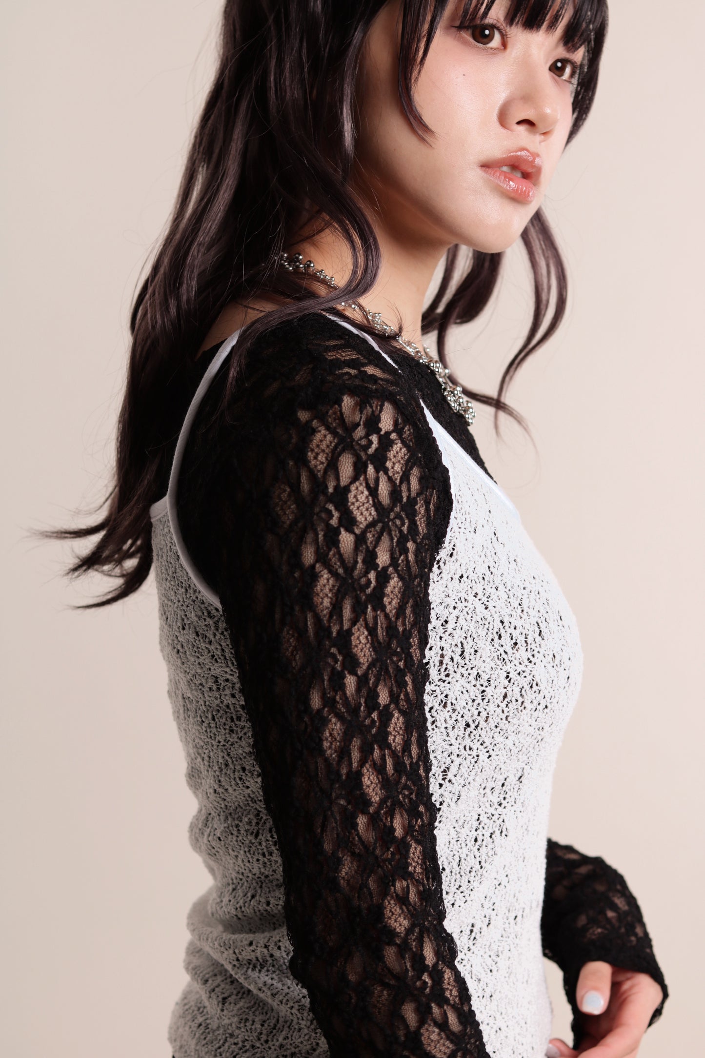 Lace Long Sleeve Top (Black)
