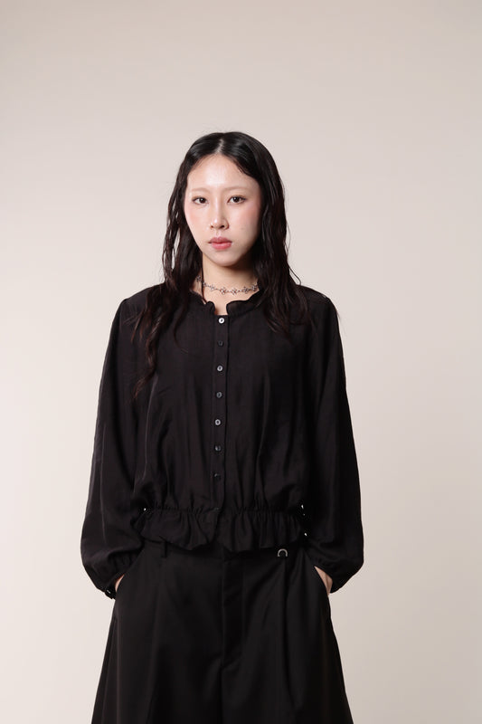 Retro Ruffle Shirt (Black)