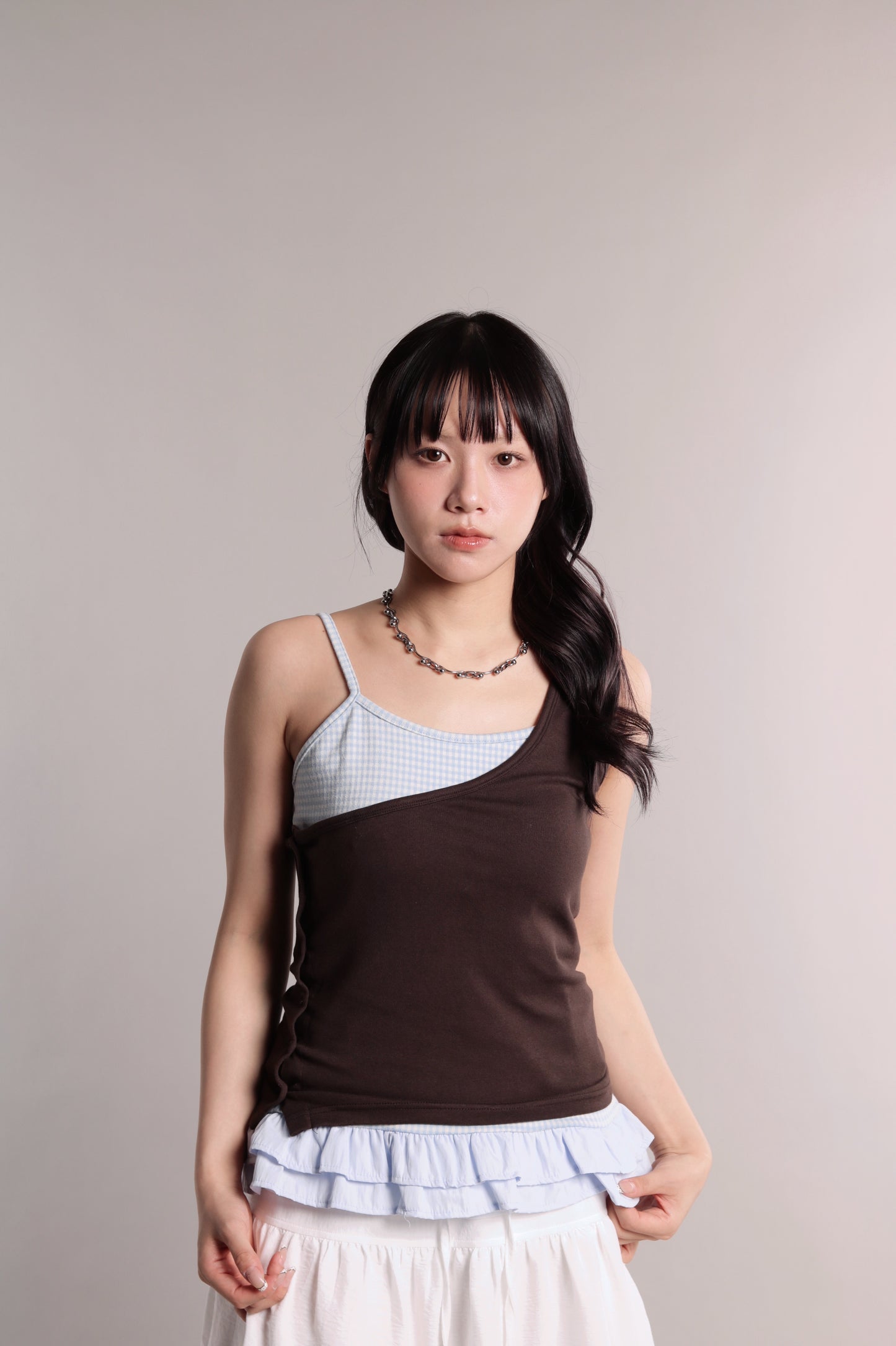 Checkered Ruffle Cami (Blue)
