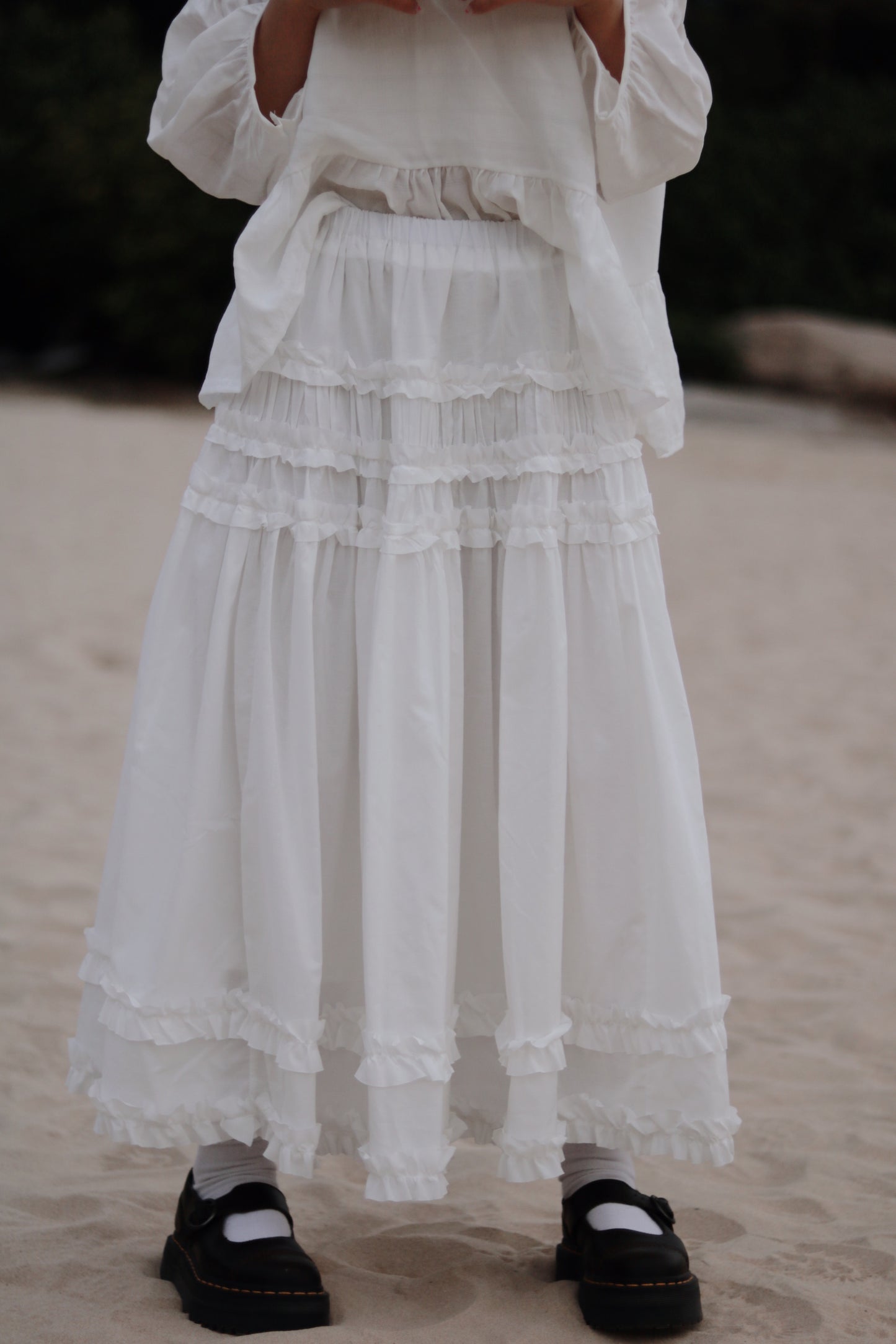 Doll Double Ruffle Skirt (White)