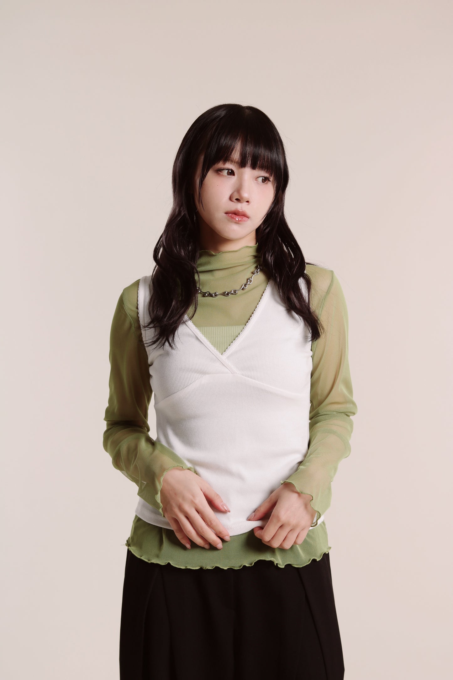 Ruffle See Through Top (Green)