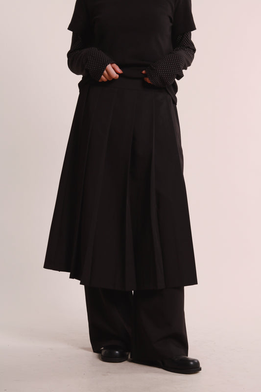 Layered Pleat Pants (Black)