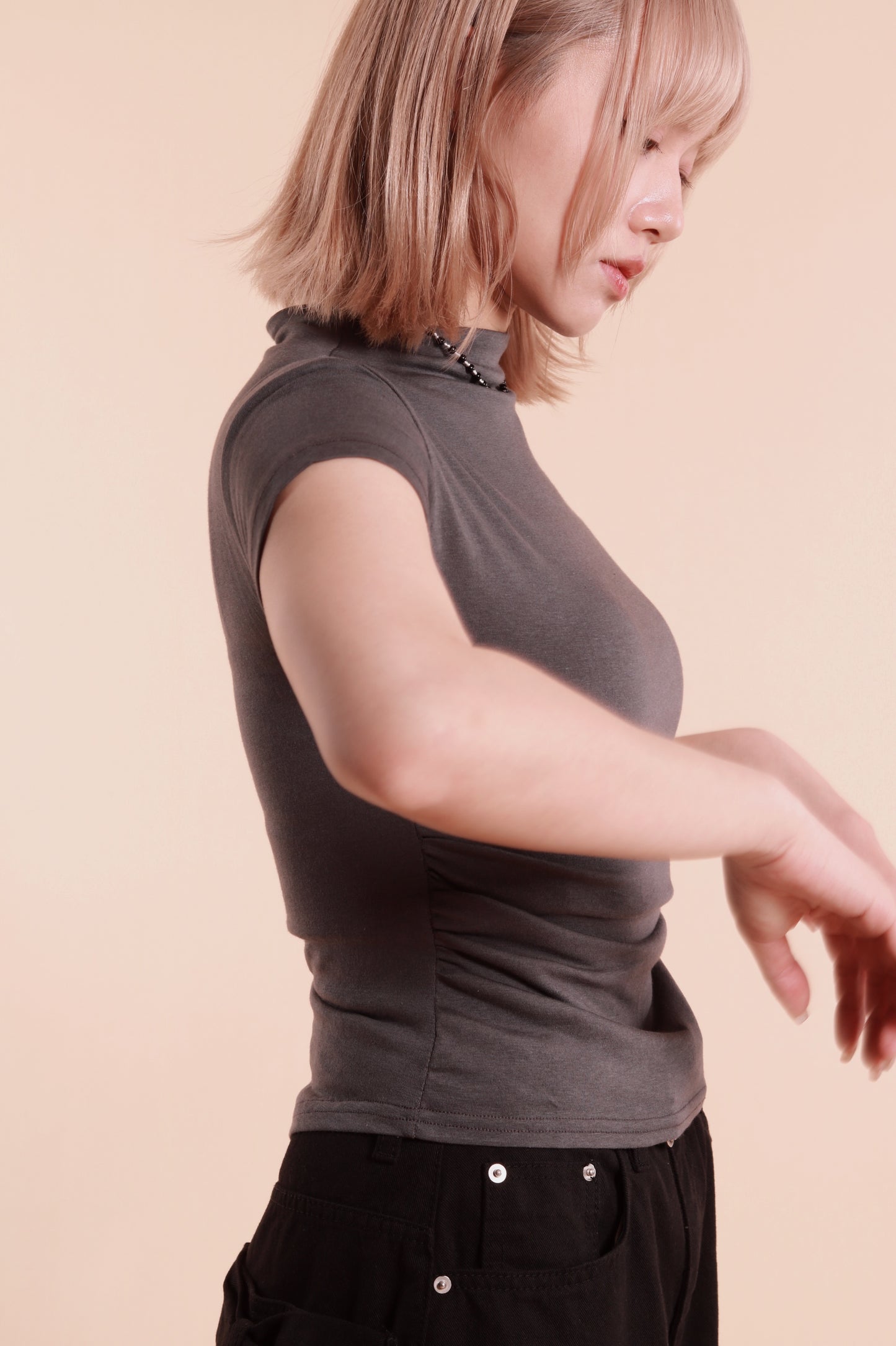 Gathered Tee (Charcoal)