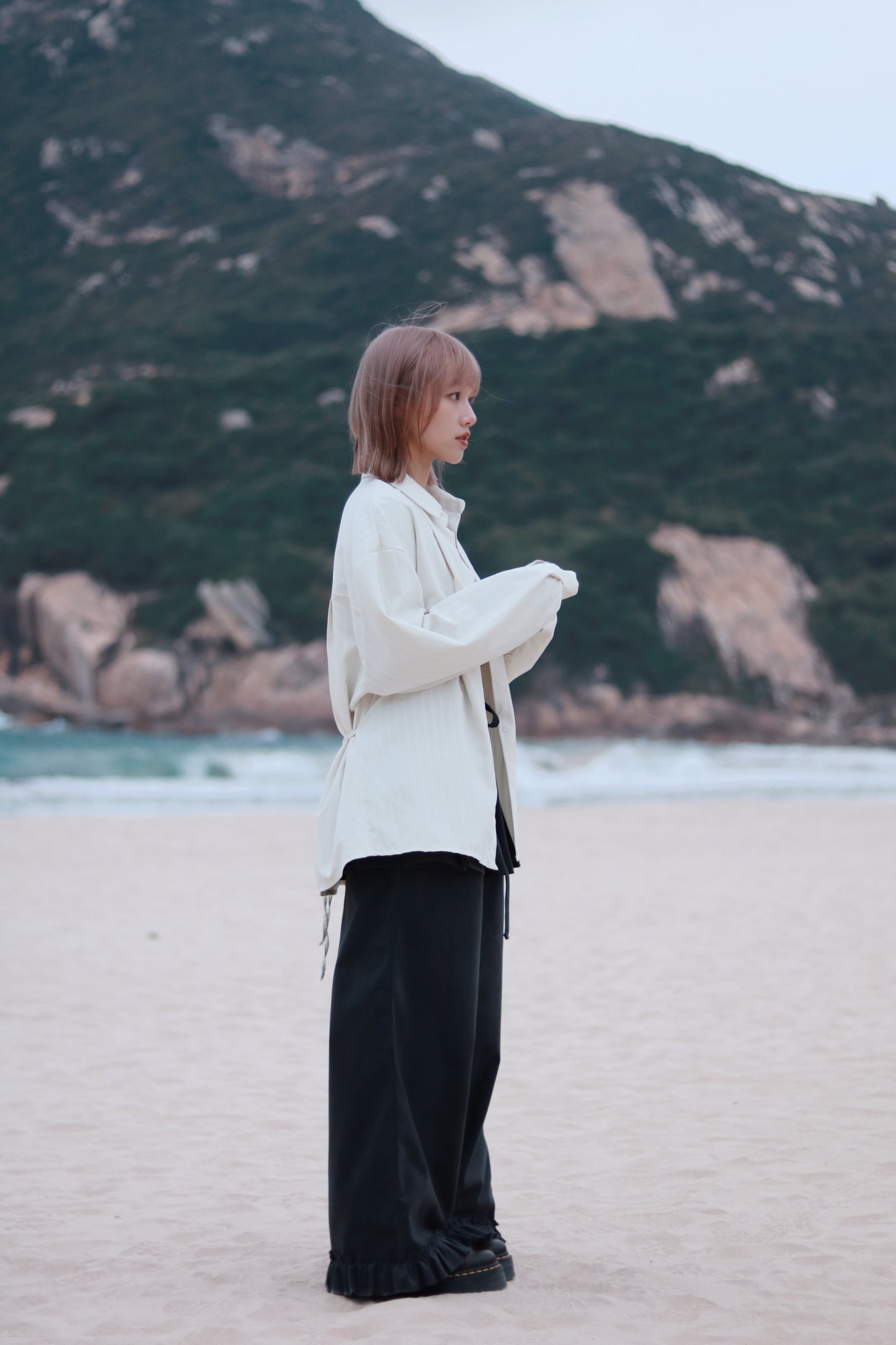 Relaxed Belt Shirt (Ivory)