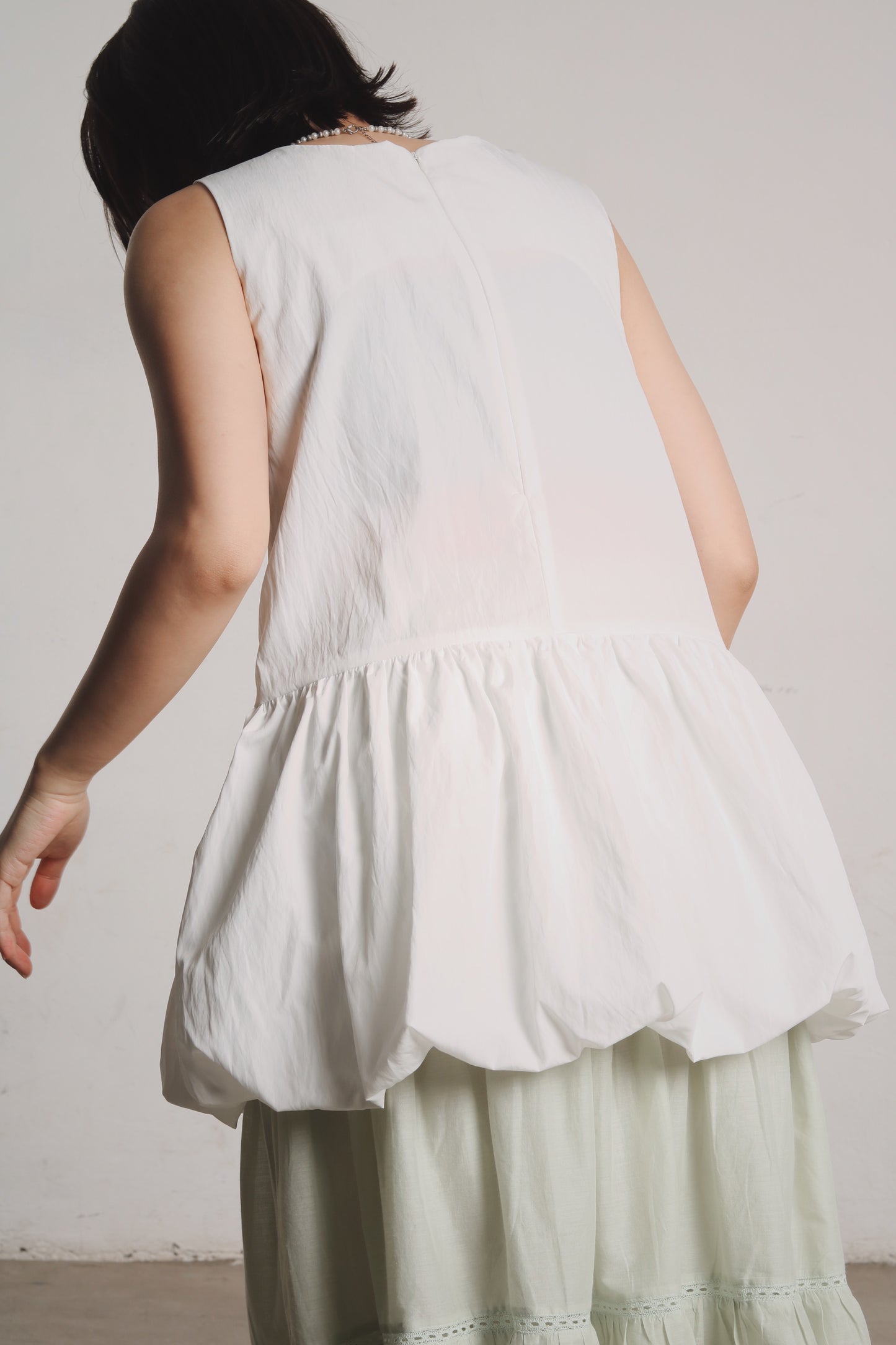 Bubble Cloud Mini Dress (White)