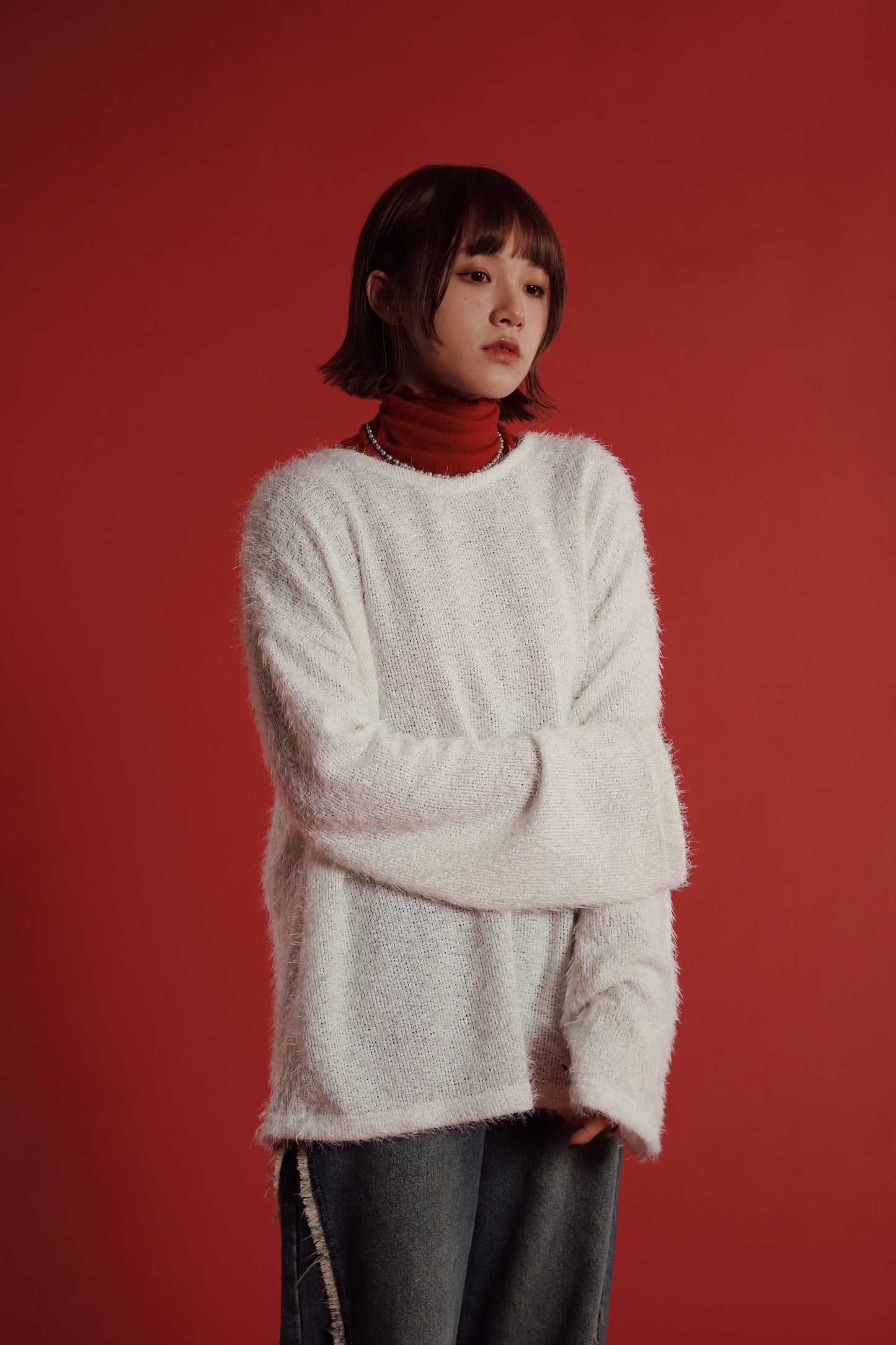 Fluffy Oversize Top (White)