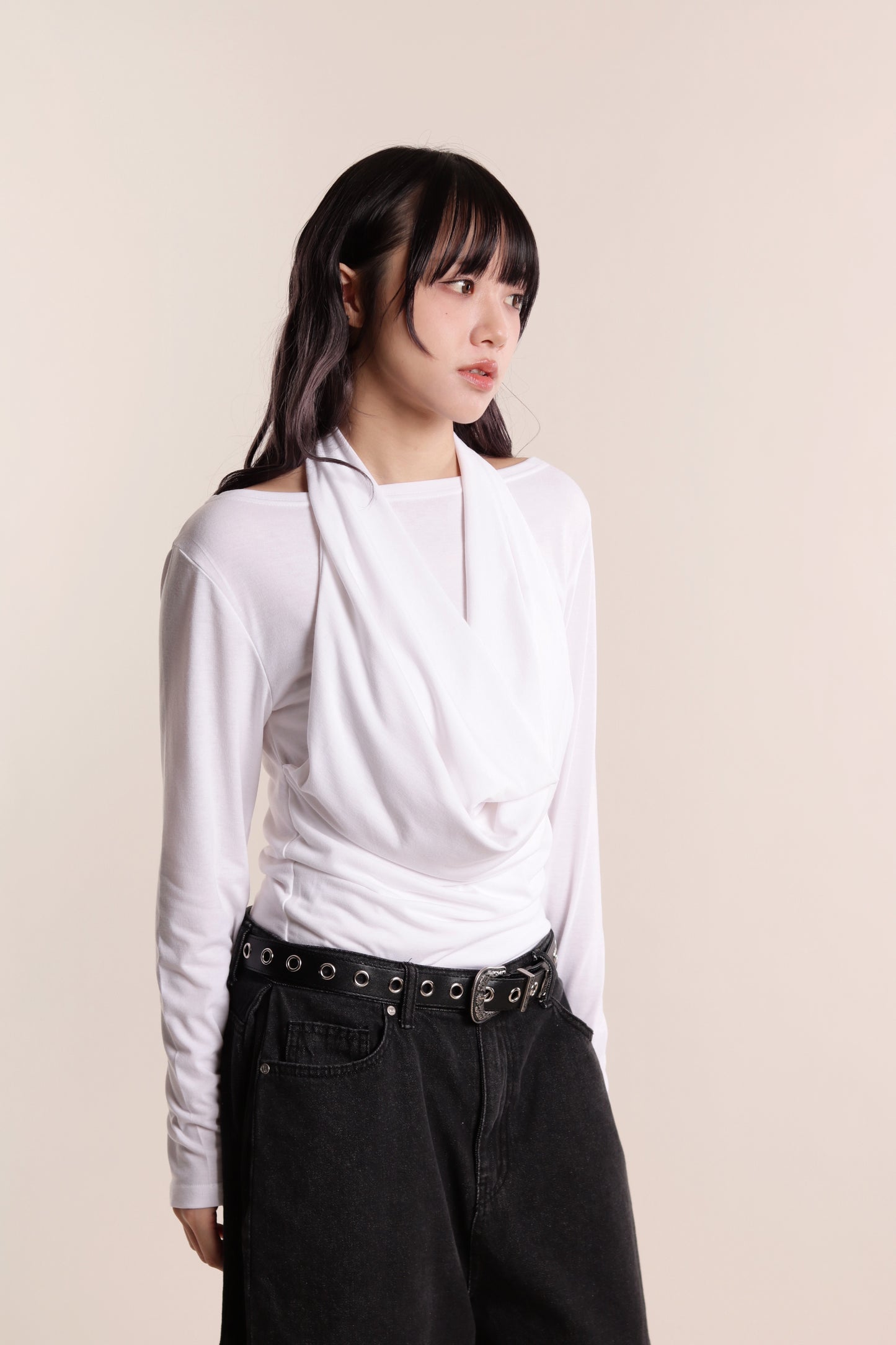 Grace Layered Drape Top (White)