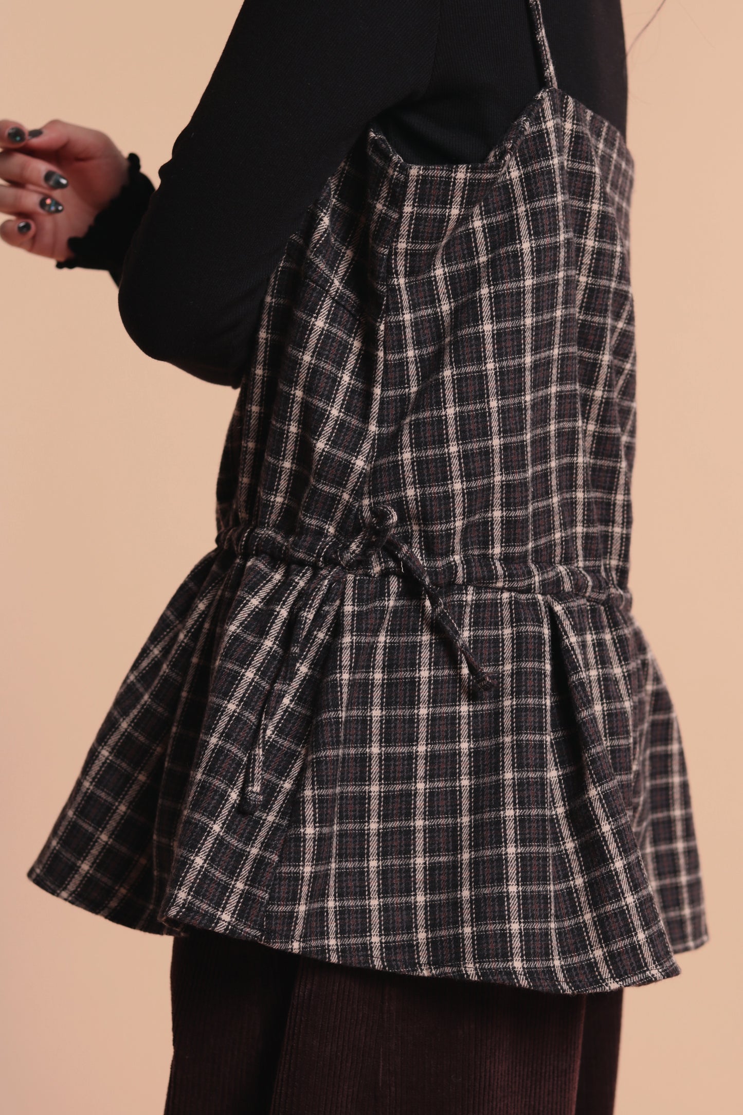 Checkered Sleeveless Top (Navy)