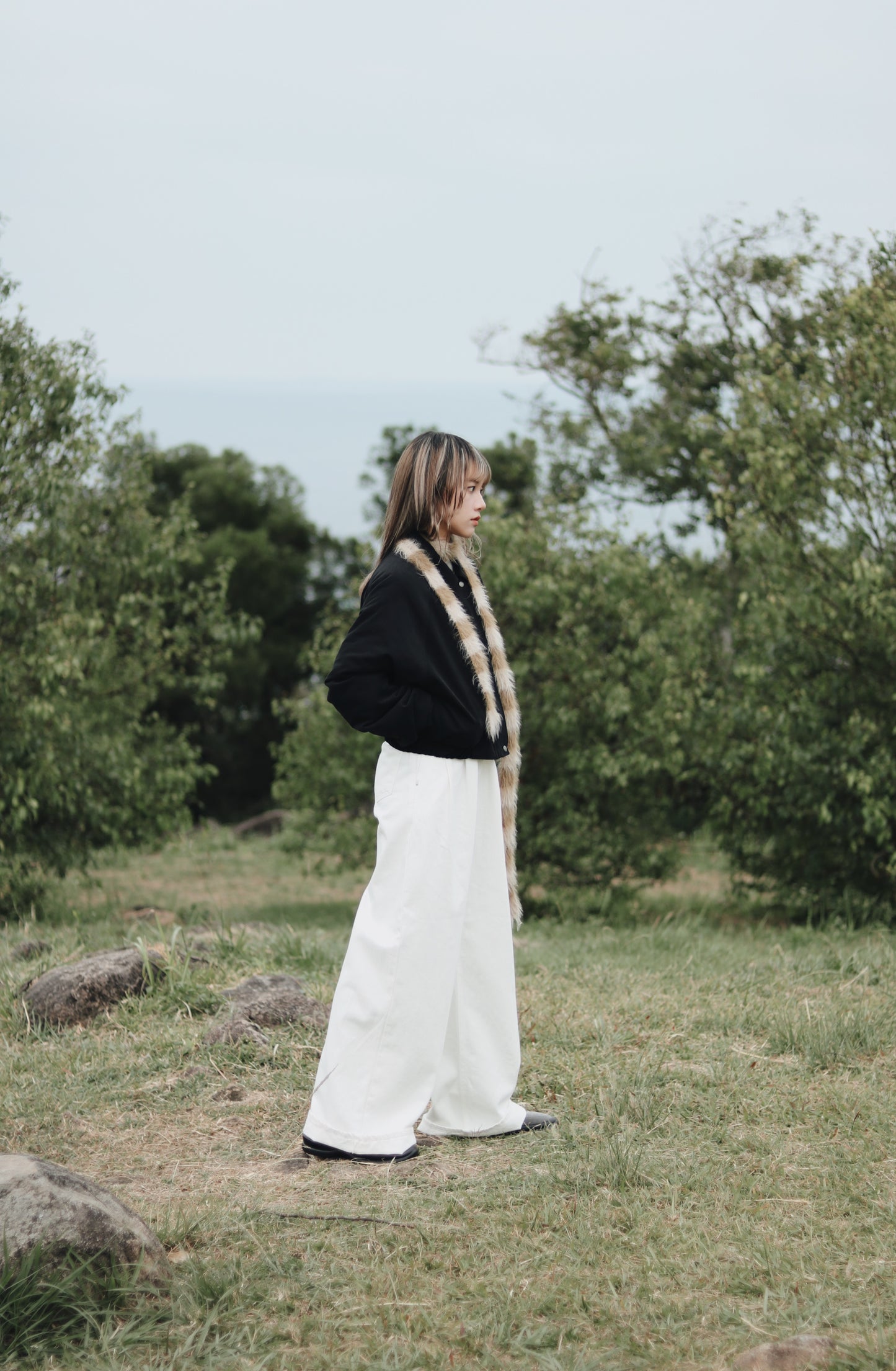 Cropped Blouson Jacket (Black)