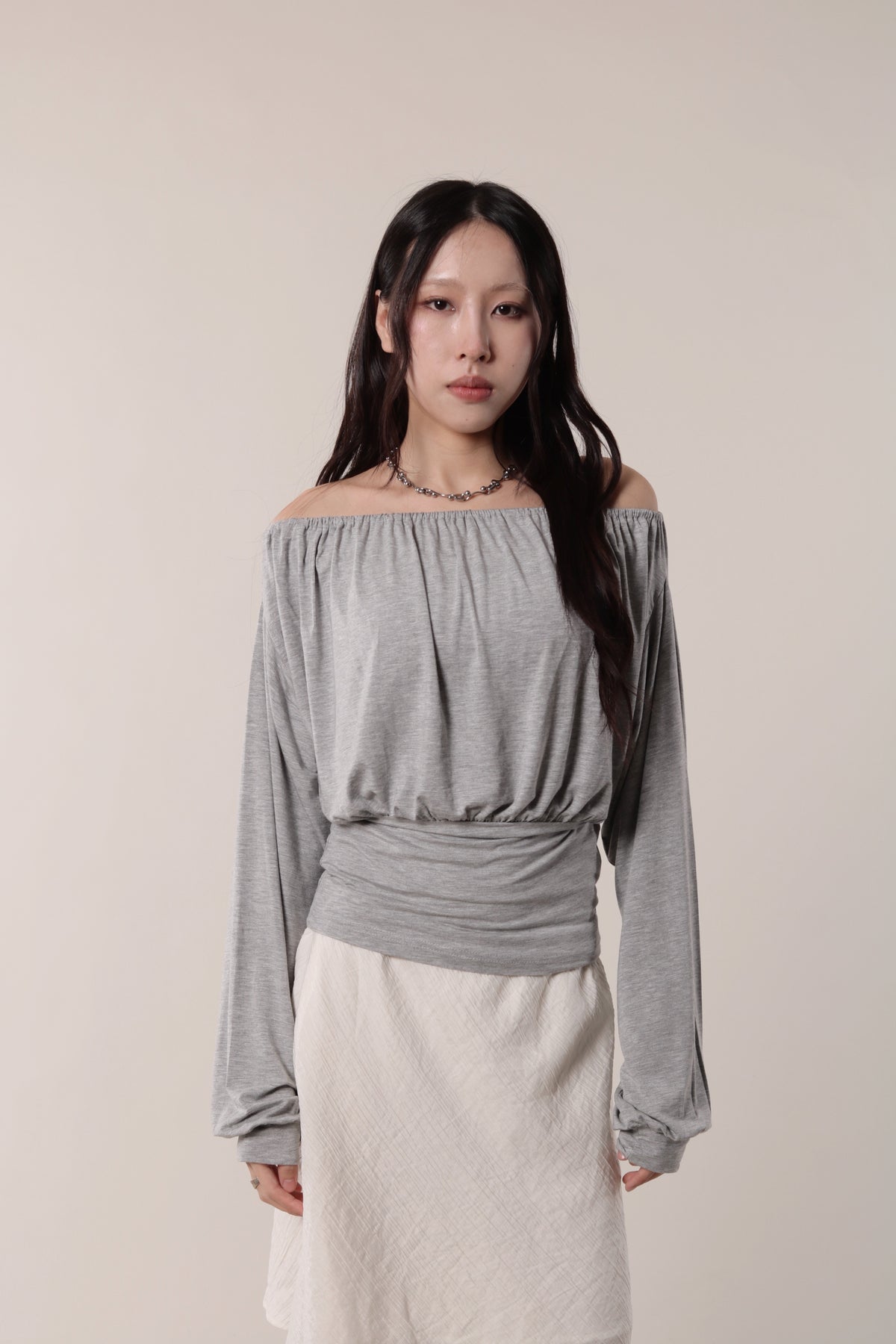 Luna Gathered Top (Grey)
