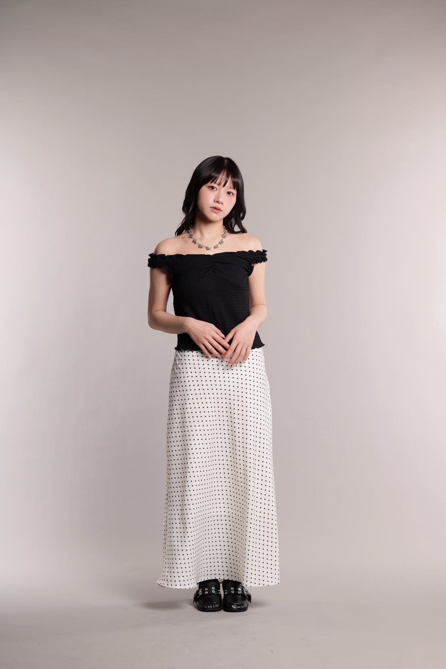 Polka Dot Skirt (White)