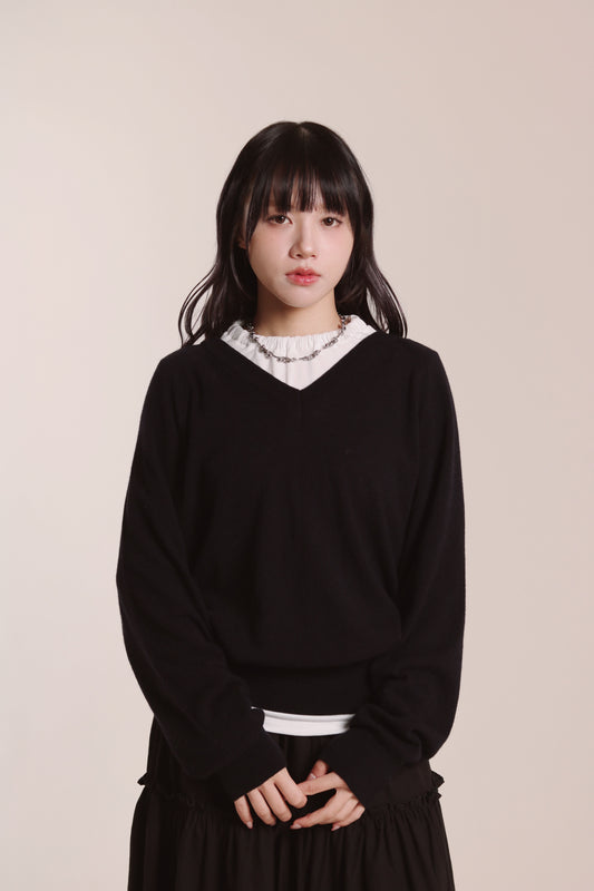 V Neck Sweater (Navy)