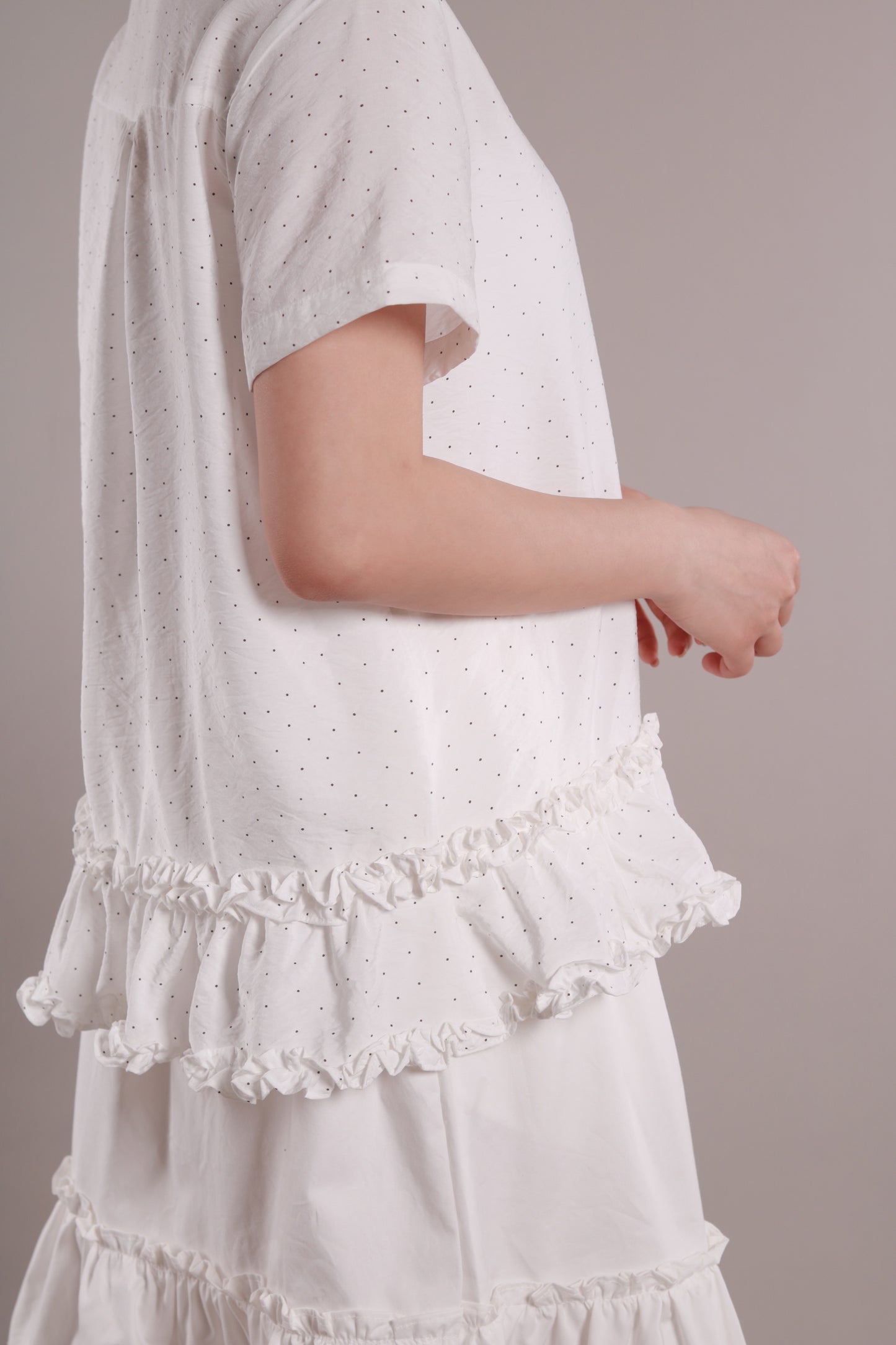 Dot Dot Double Ruffle Blouse (Ivory)