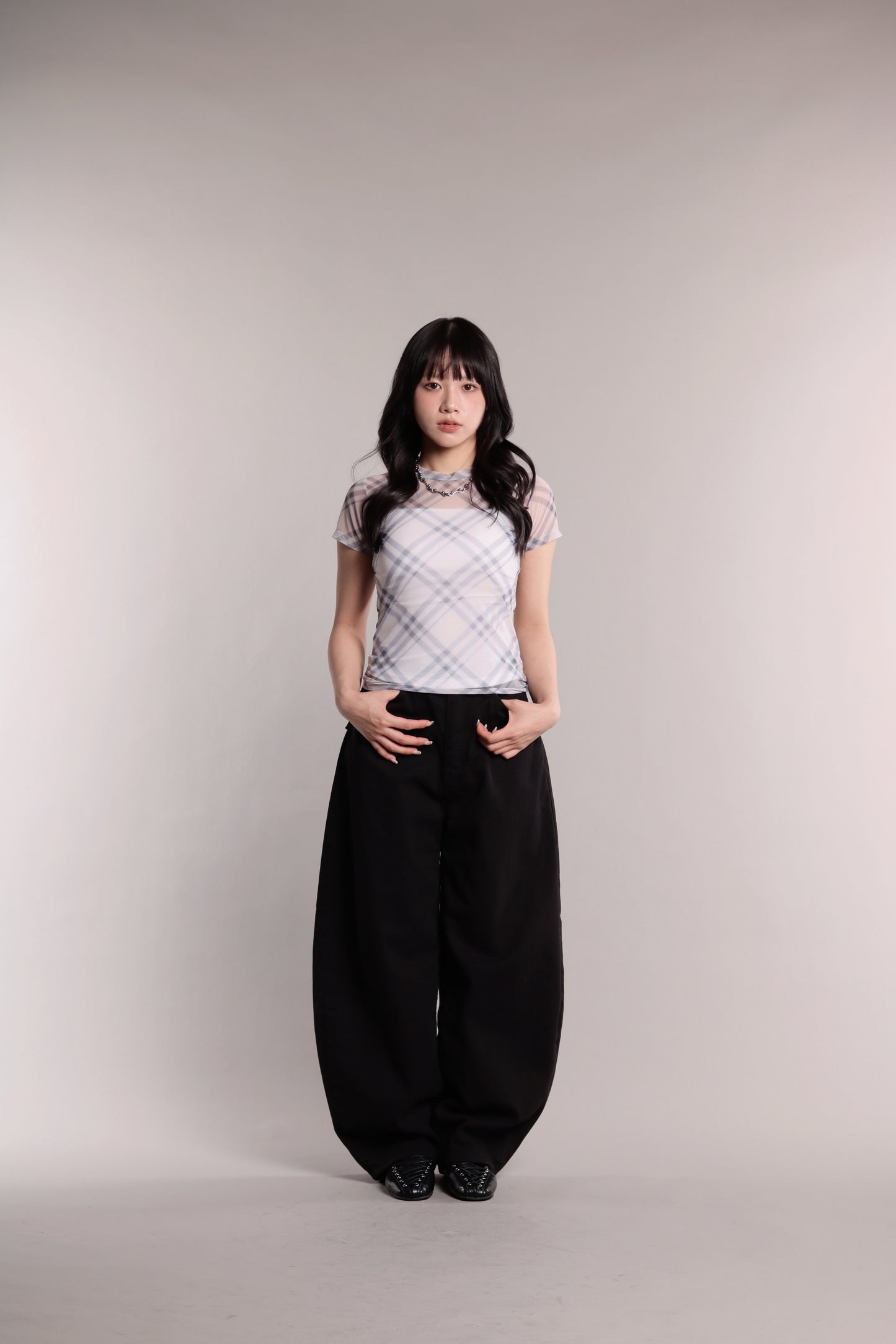 Checker Mesh Tee (Ivory)