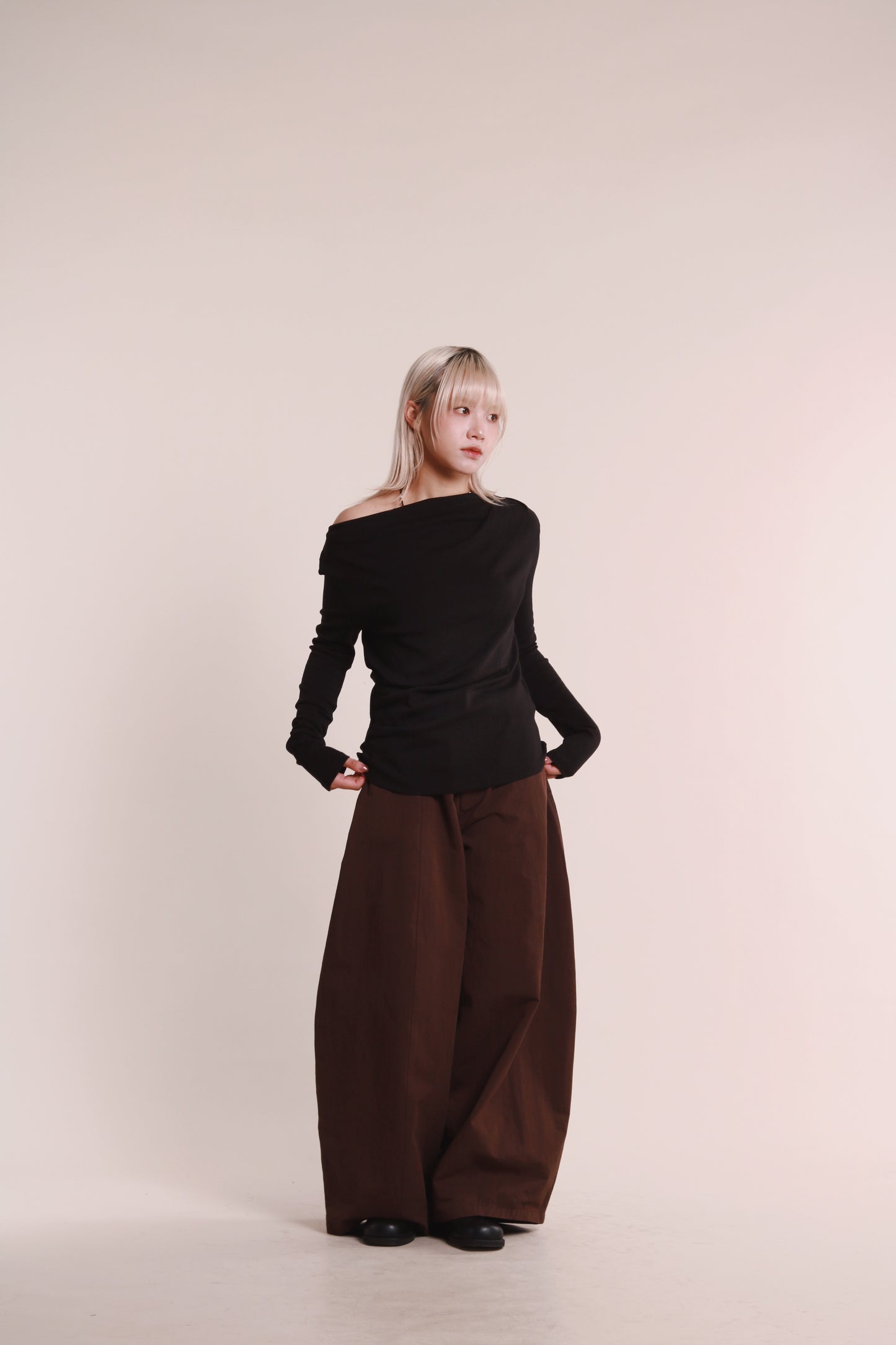 Gathered Long Tee (Black)