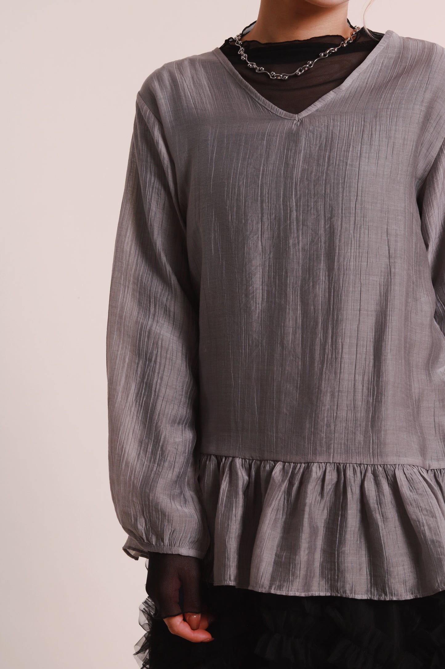 Doll Ruffle Blouse (Grey)