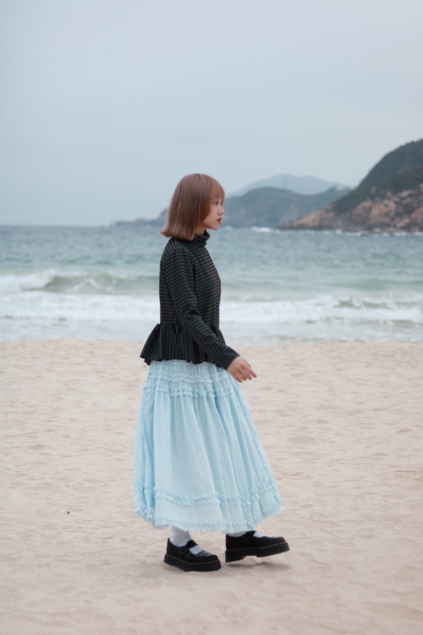 Striped Ruffle Top (Mint)