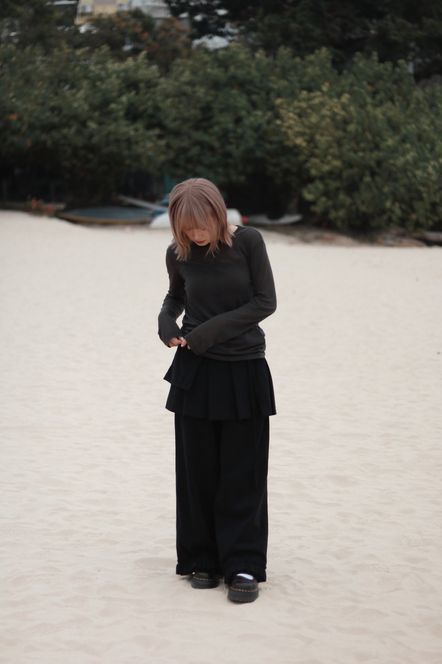 Layered Ruffle Pants (Black)