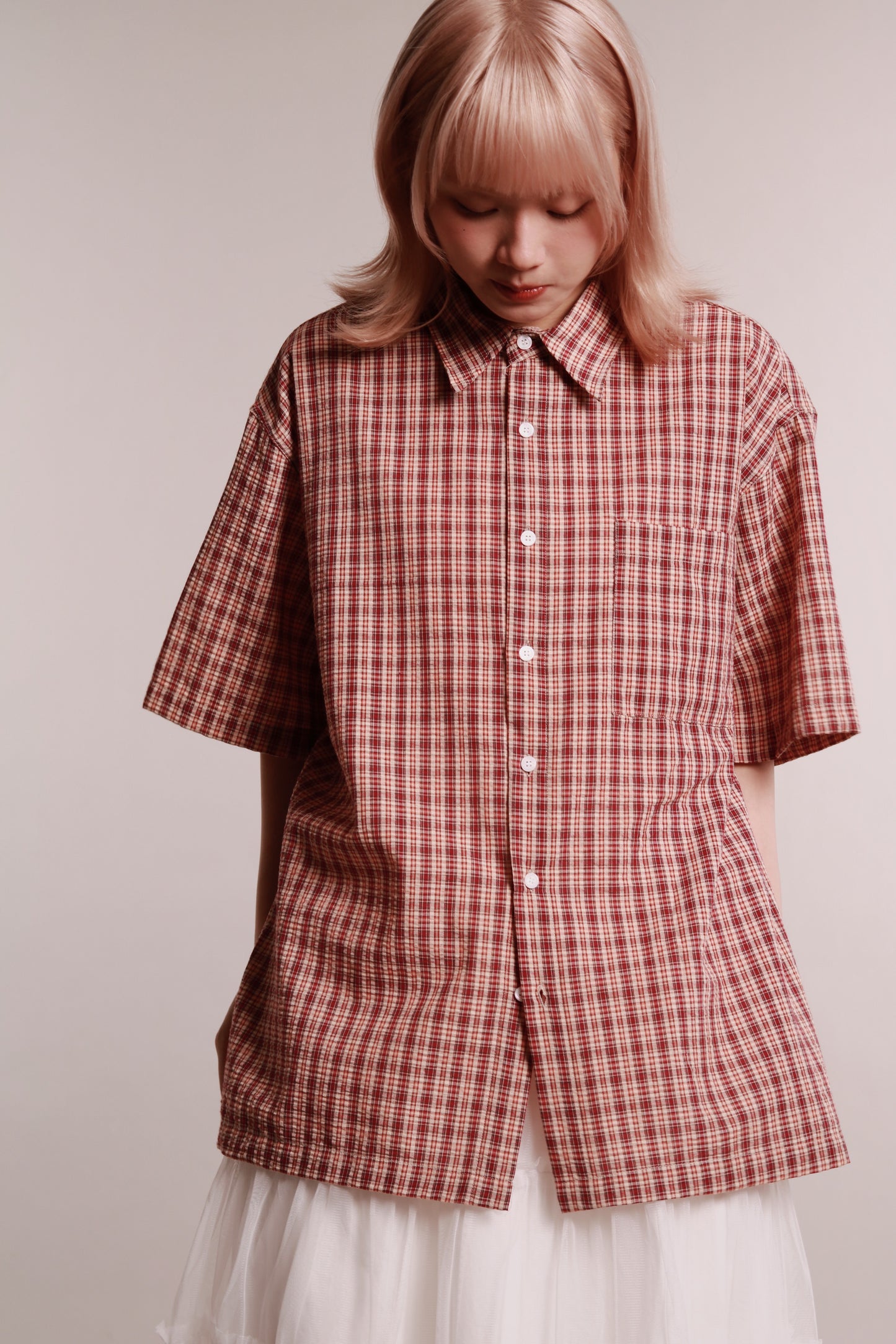 Plaid Loose Shirt (Brown)