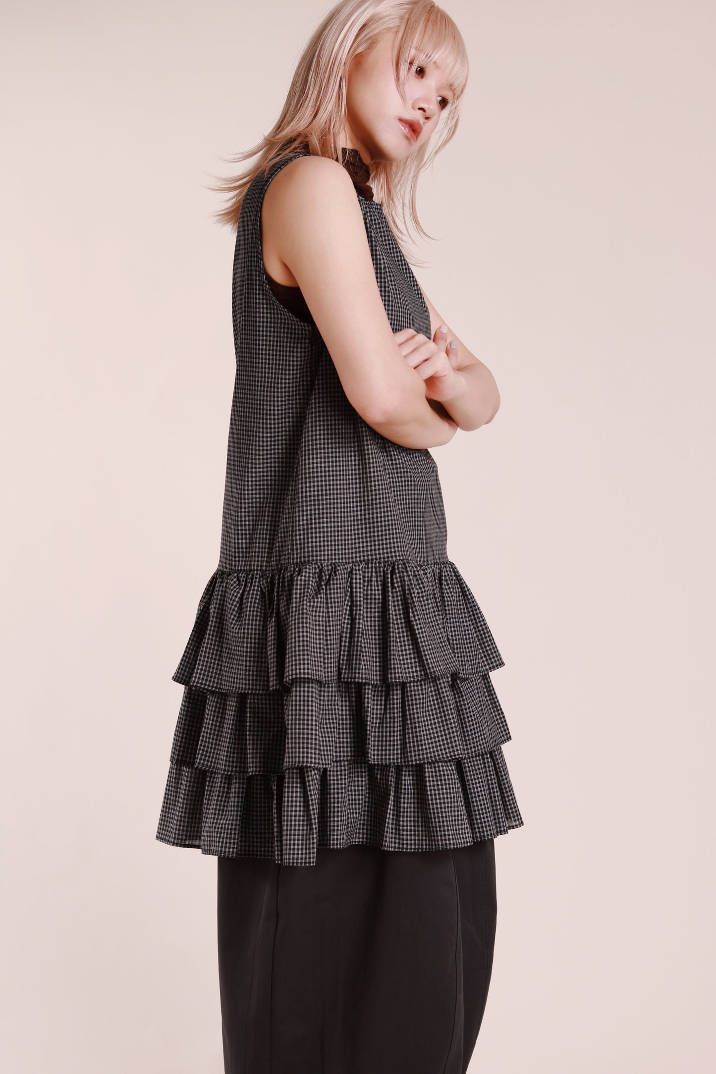 Layered Ruffle Dress (Black)