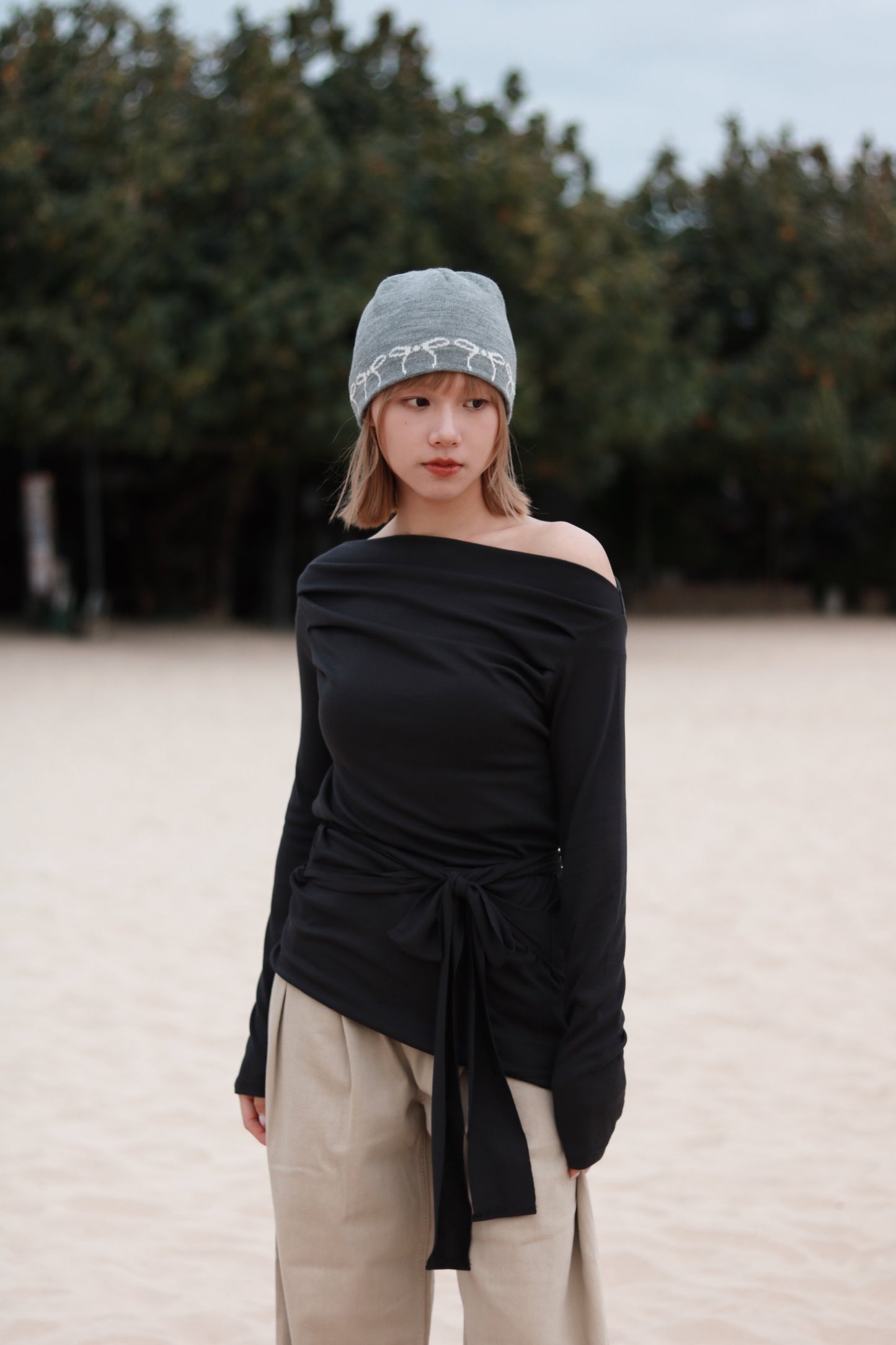 Little Ribbon Beanie (Grey)