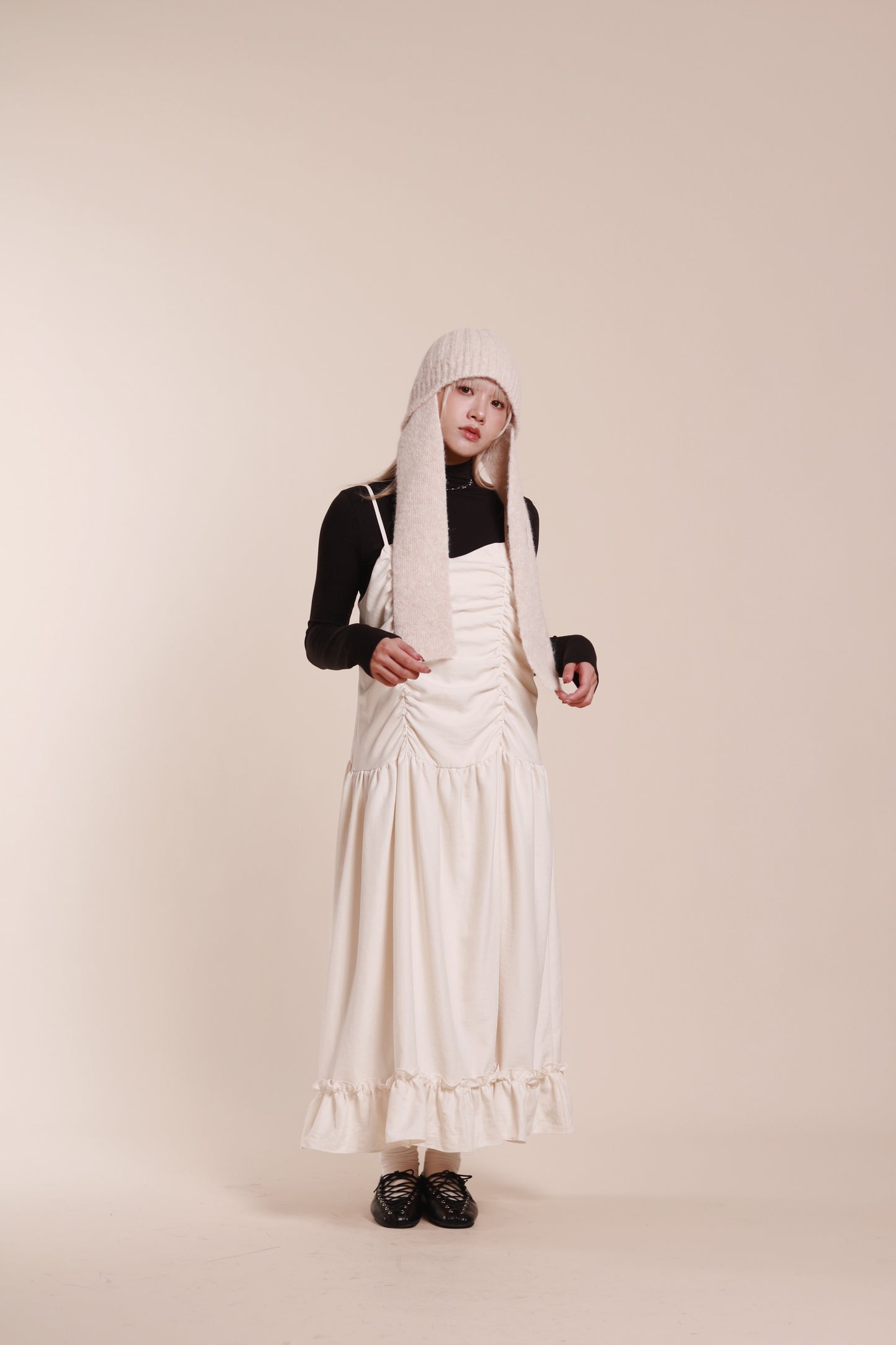 Doll Knit Scarf Flight Cap (Ivory)