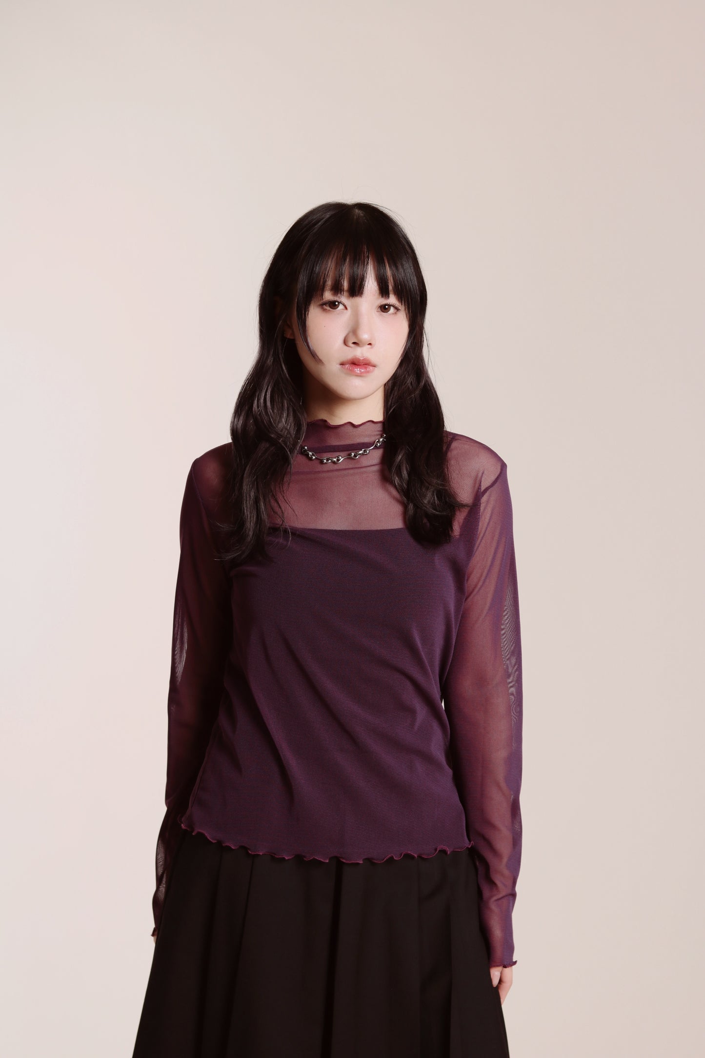 Ruffle See Through Top (Purple)