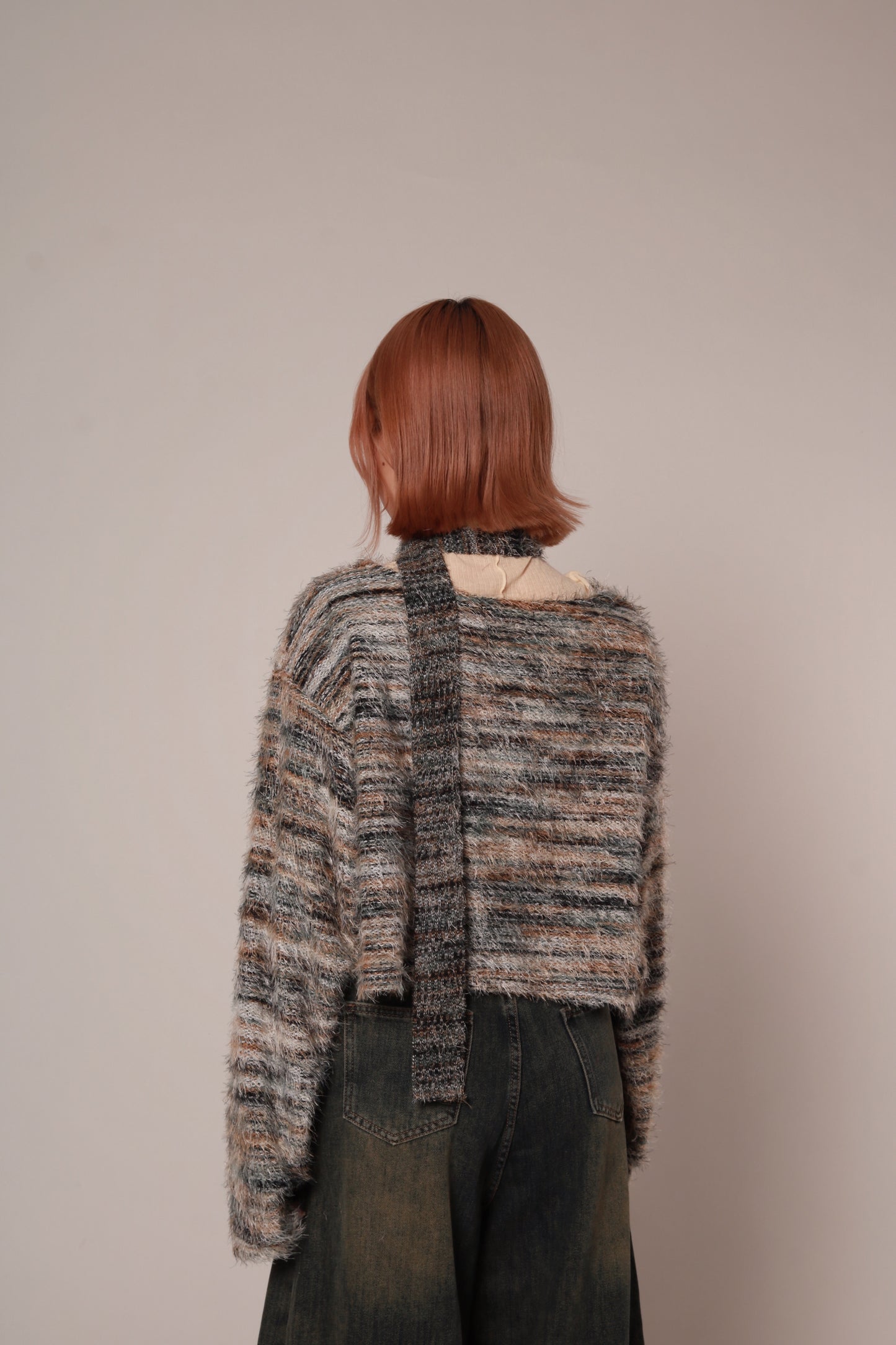 Fluffy Rainbow Sweater (Green)