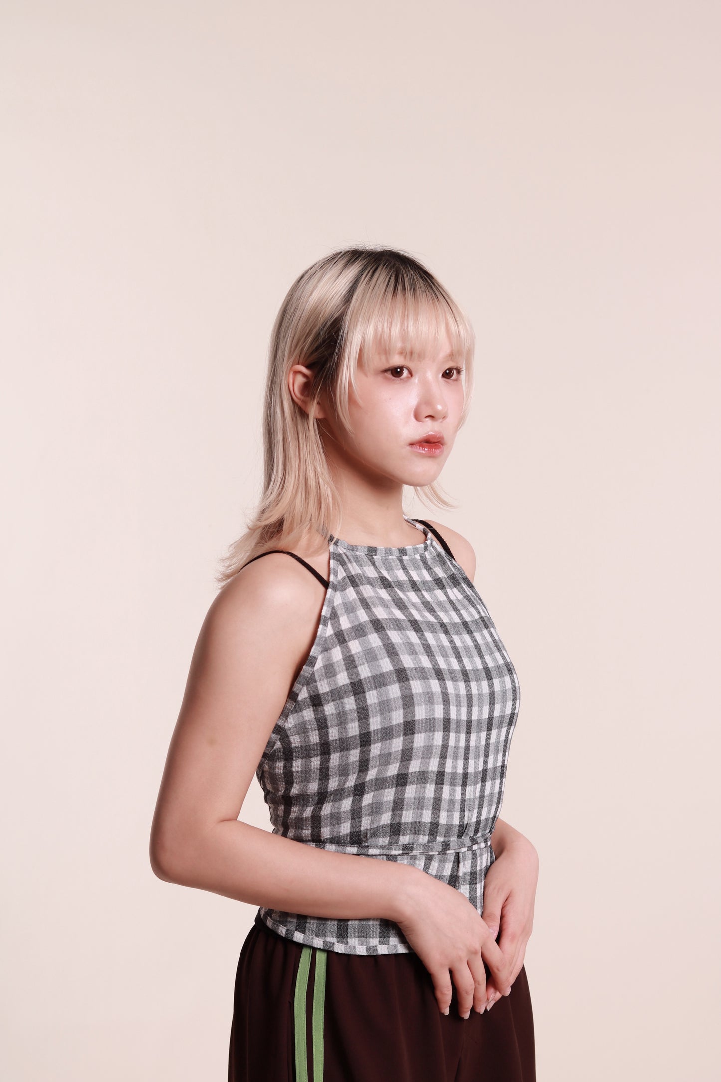 Checkered Halter Top (Black)