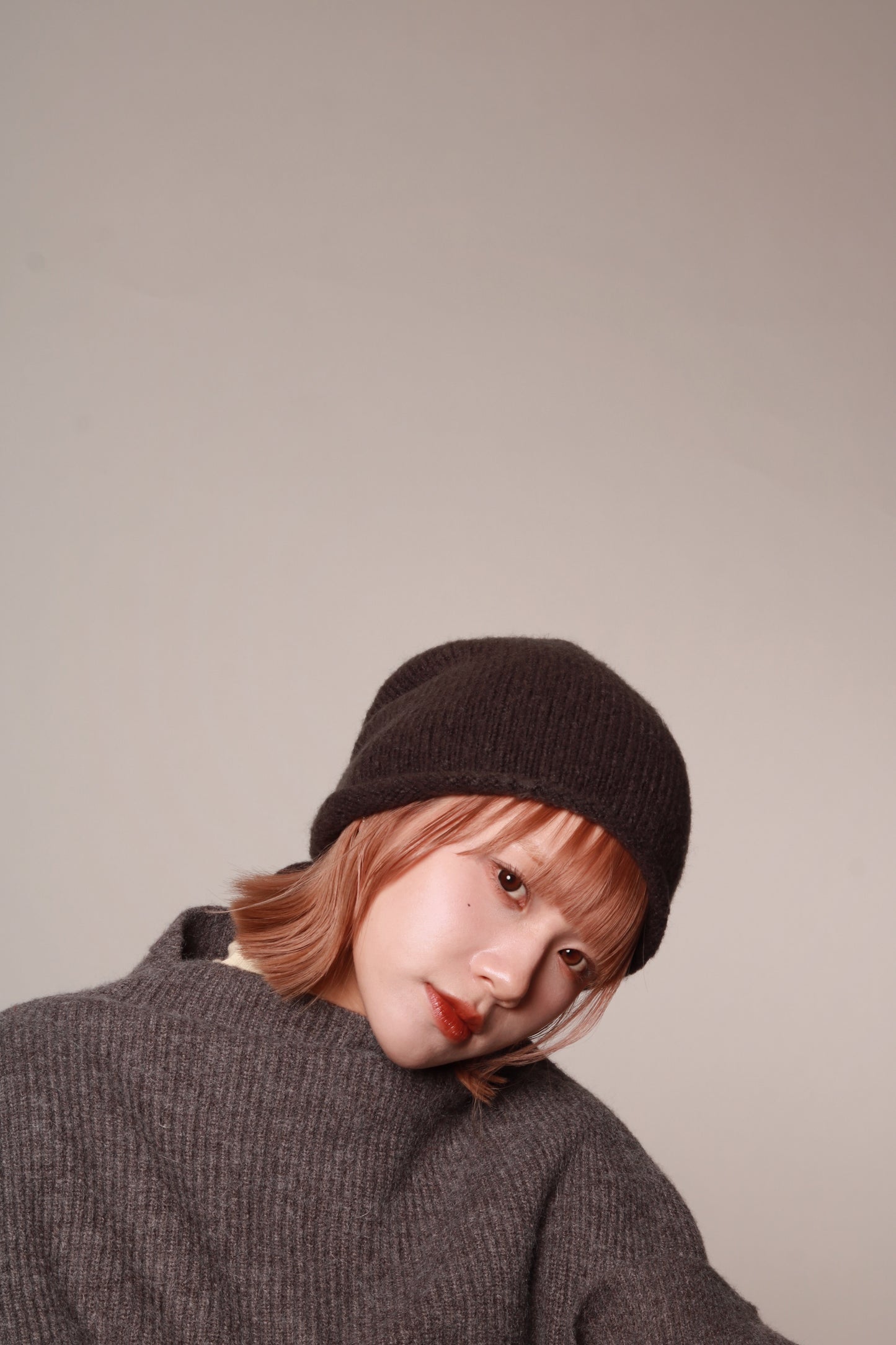 Gathered Ribbon Beanie (Beige/Black/Charcoal/Pink/Red)