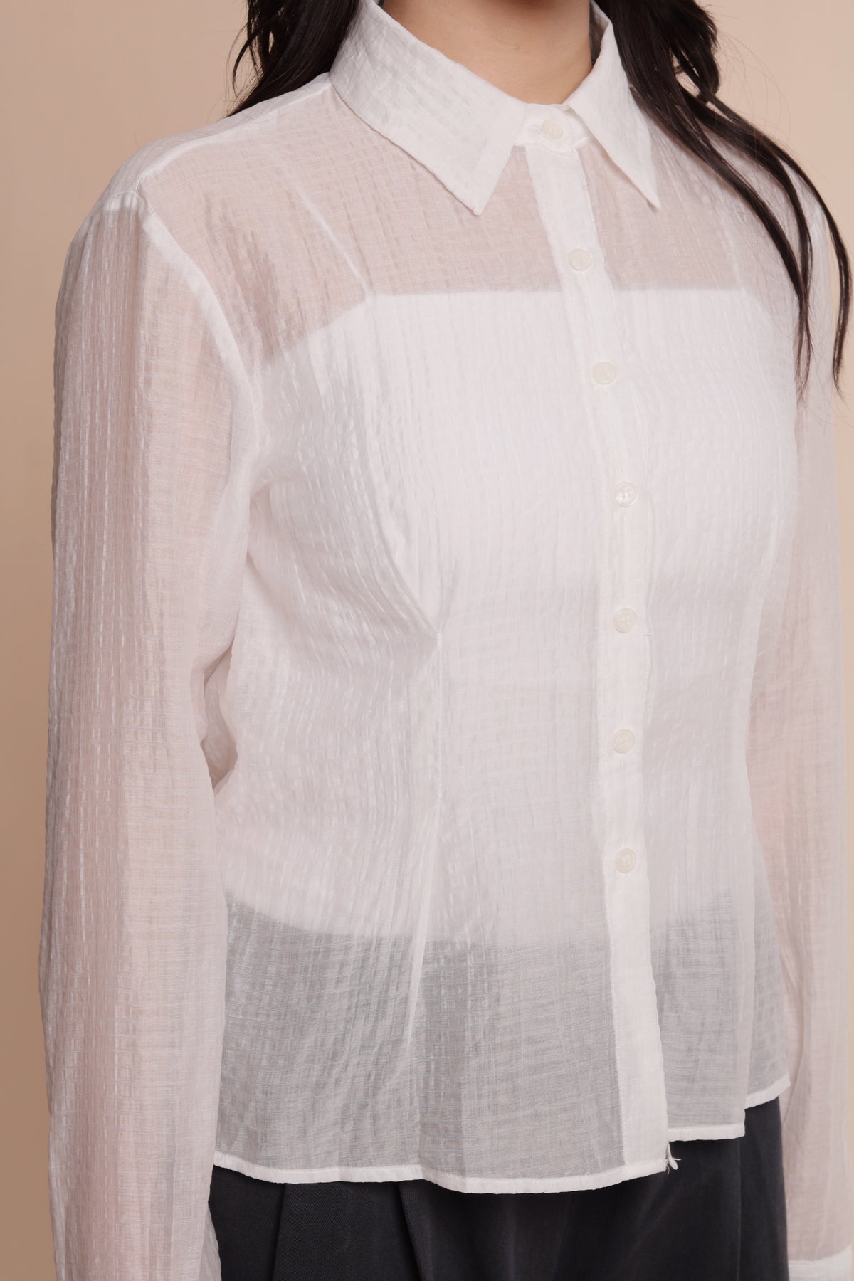 Checkered See Through Shirt (White)