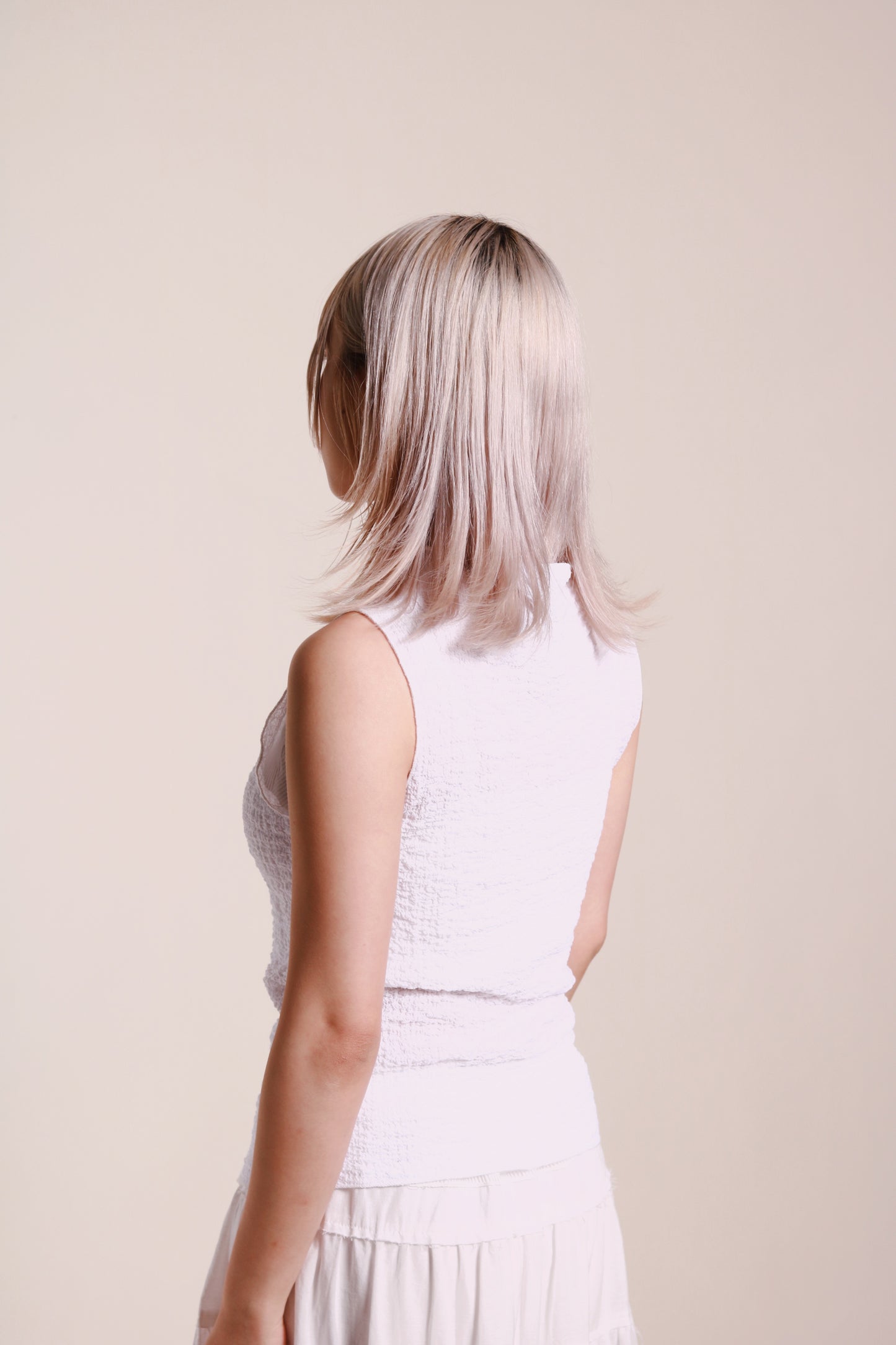 Ruffle Sleeveless Top (White)