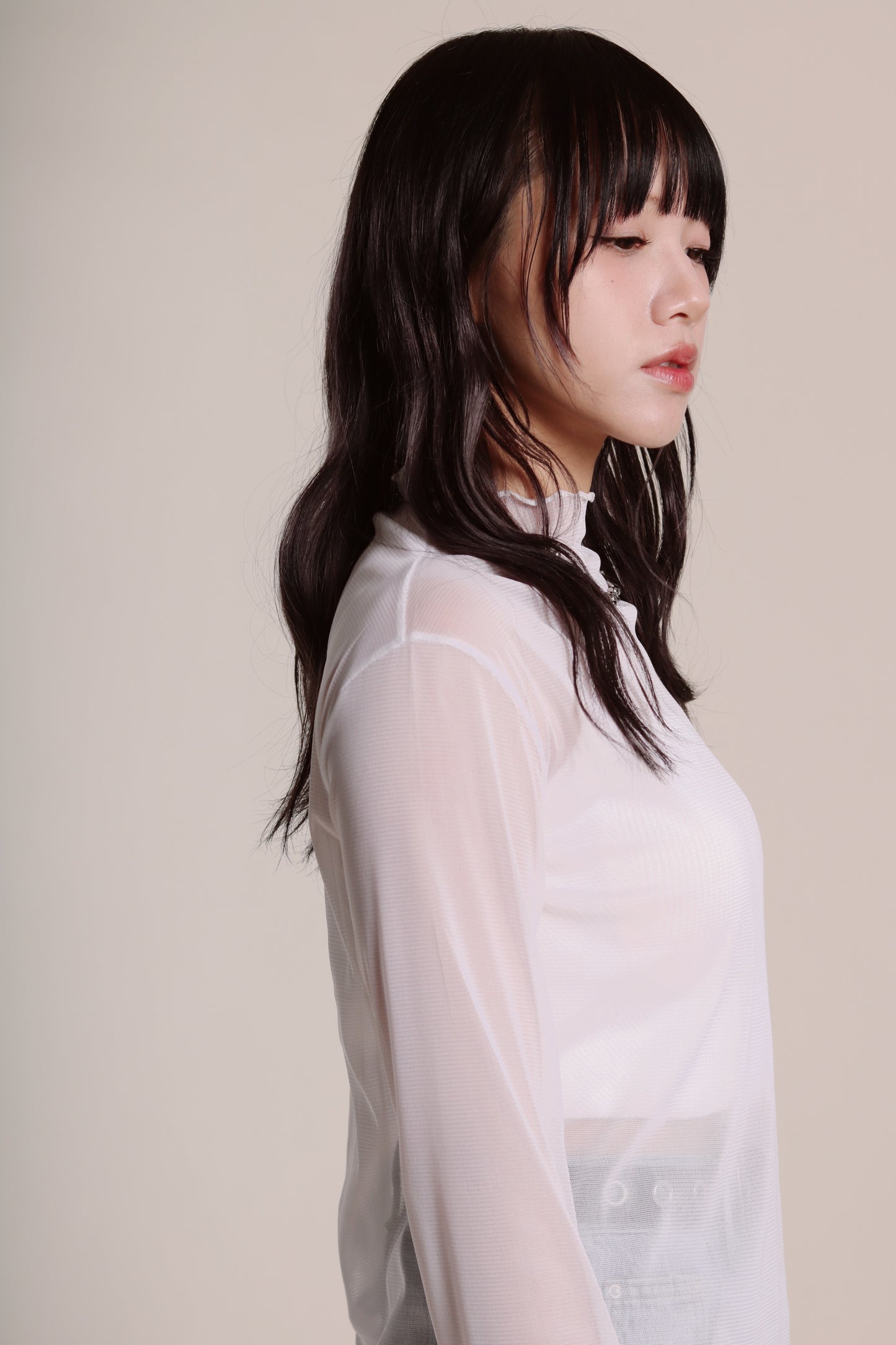 Ruffle See Through Top (White)