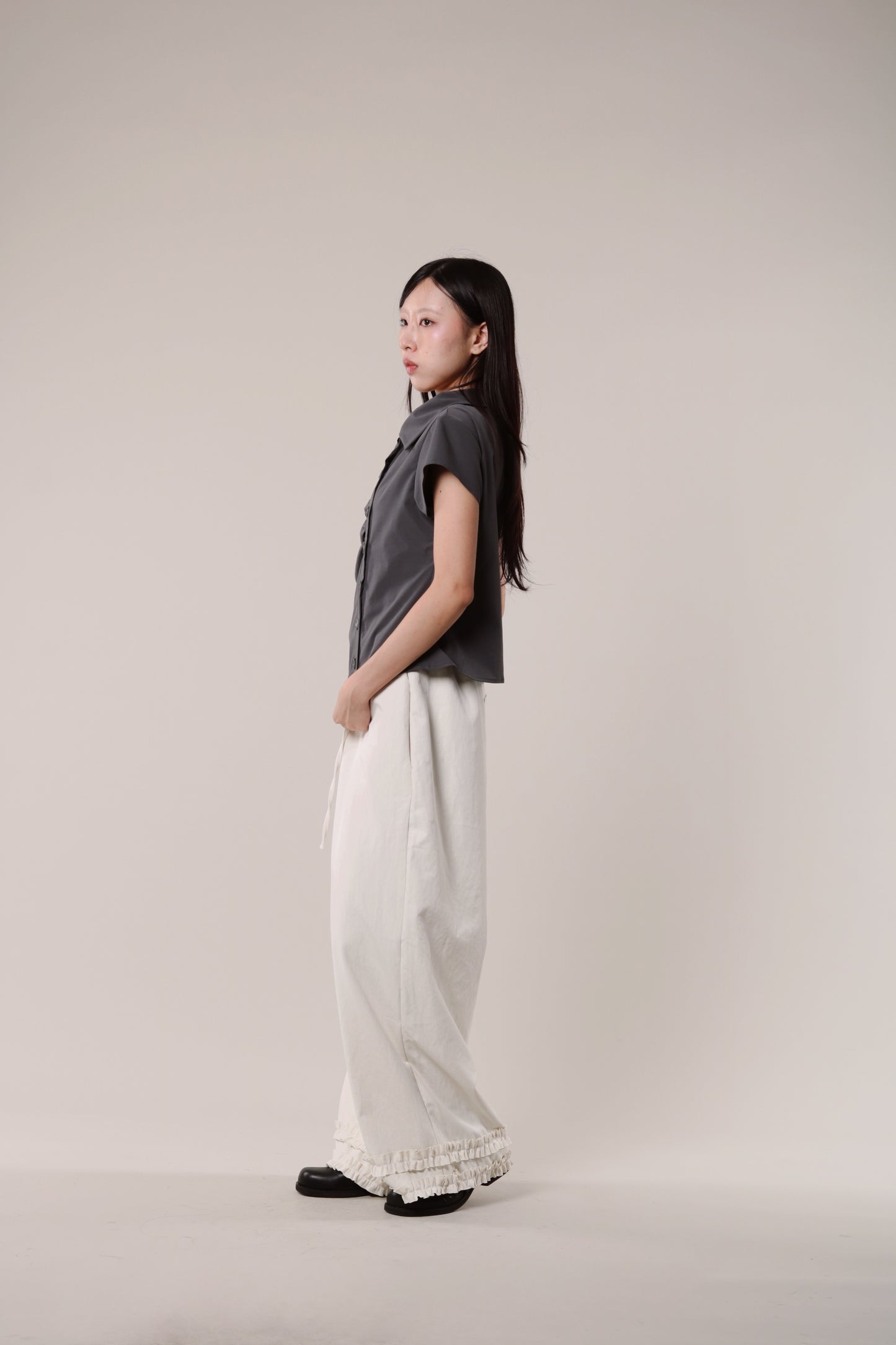 Double Ruffle Pants (Ivory)