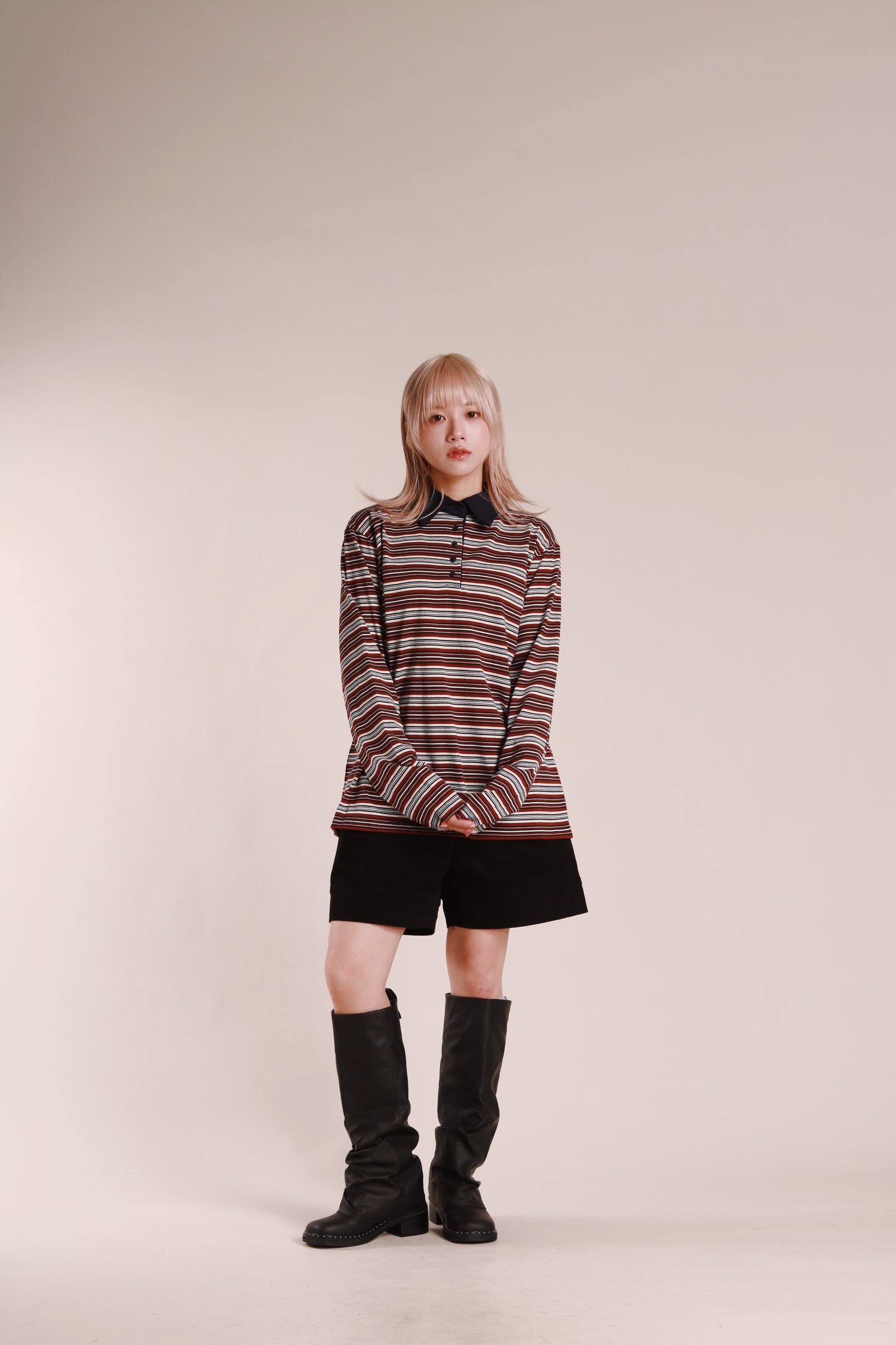 Striped Polo Top (Wine)