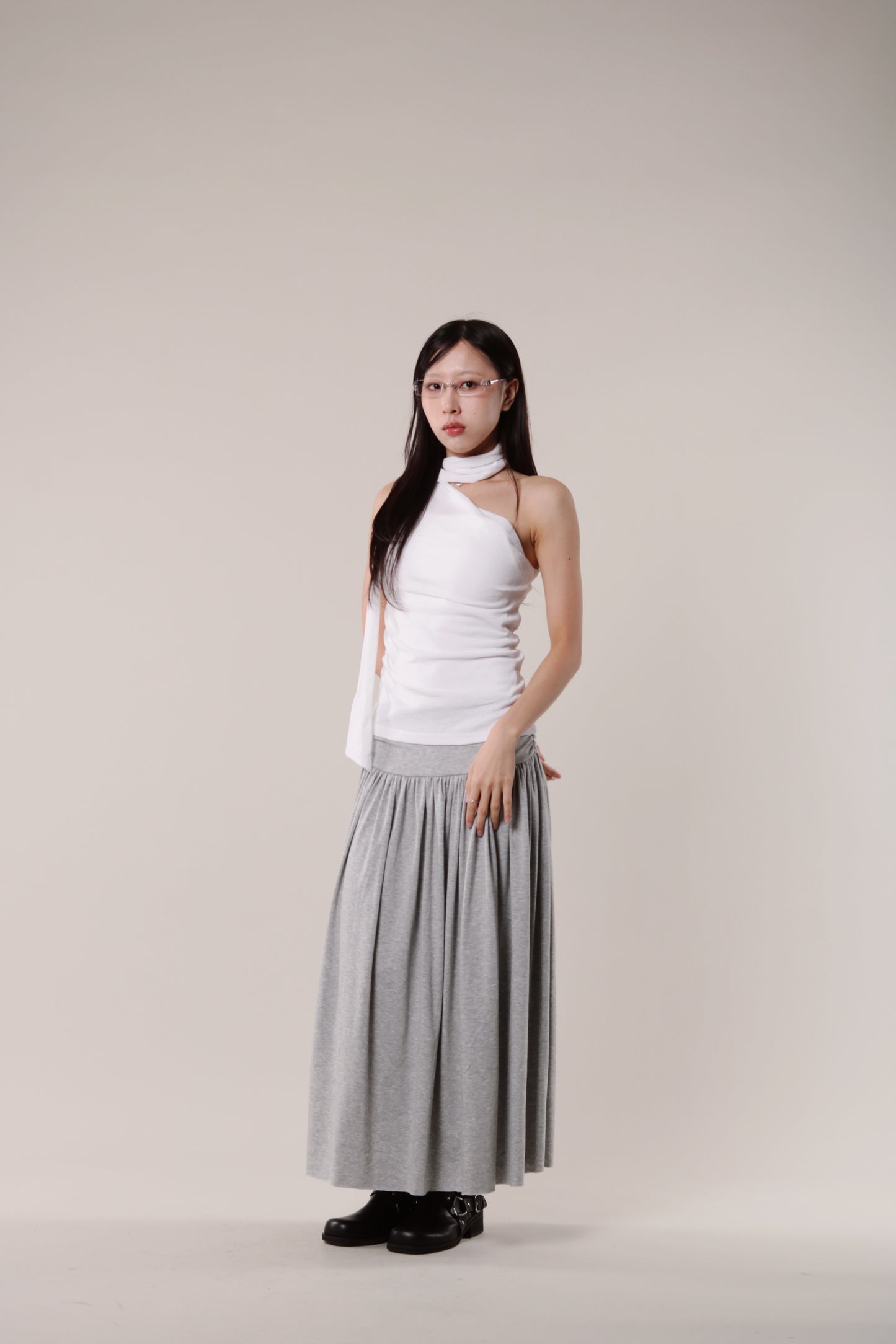 Linen Scarf Top (White)