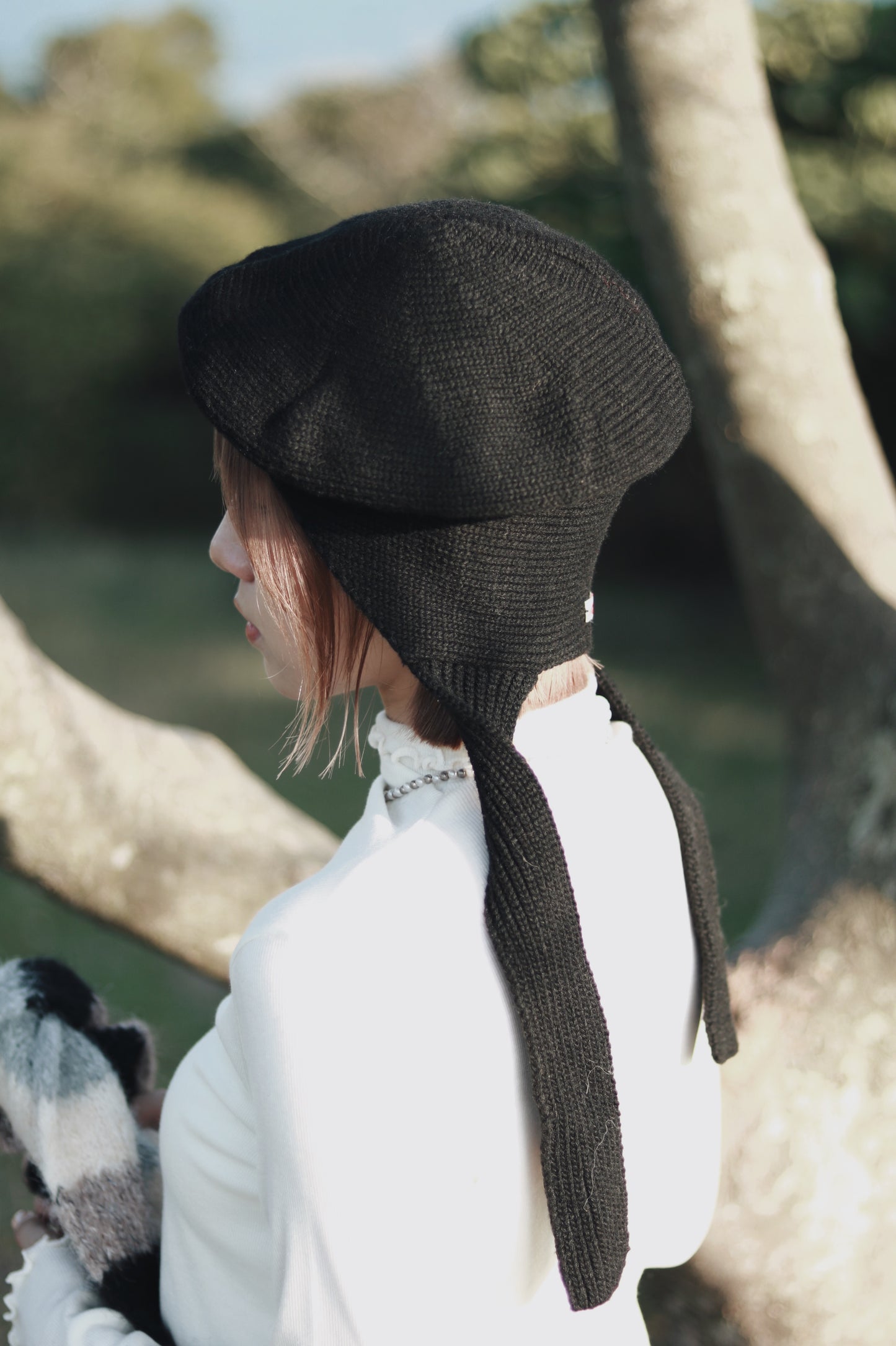 Doll Beret (Black/Grey/Red)