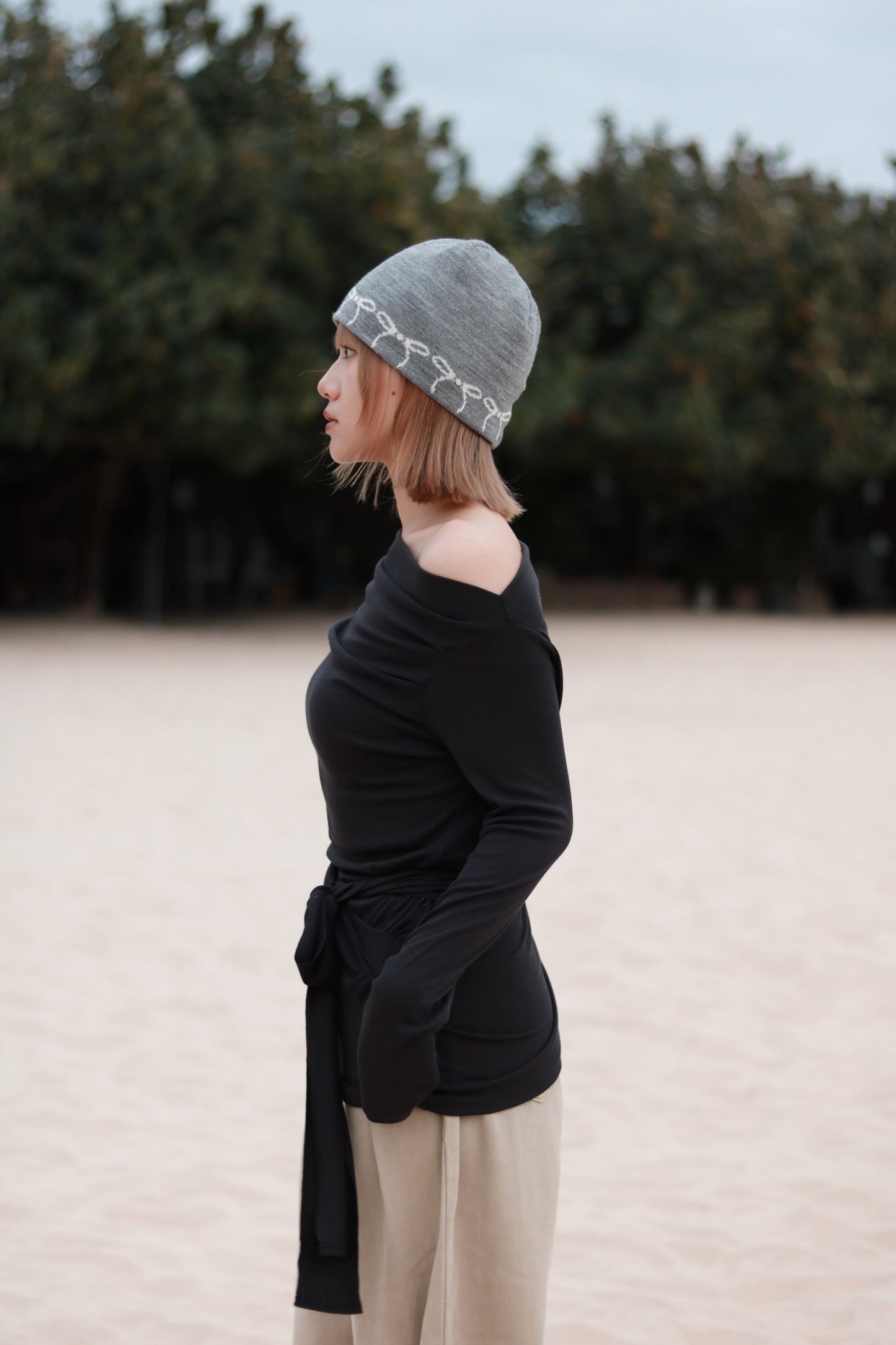 Little Ribbon Beanie (Grey)