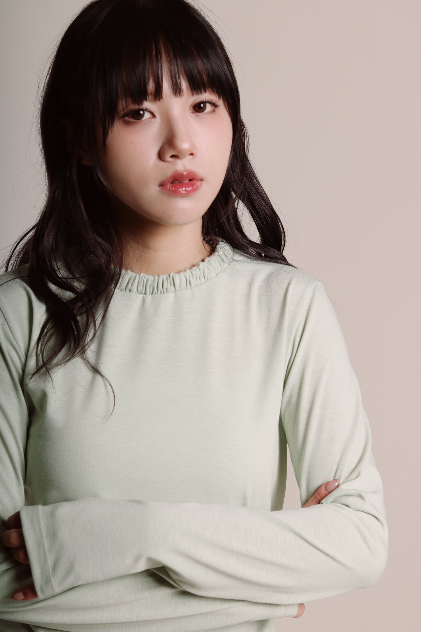 Soft Gathered Neck Top (Matcha)