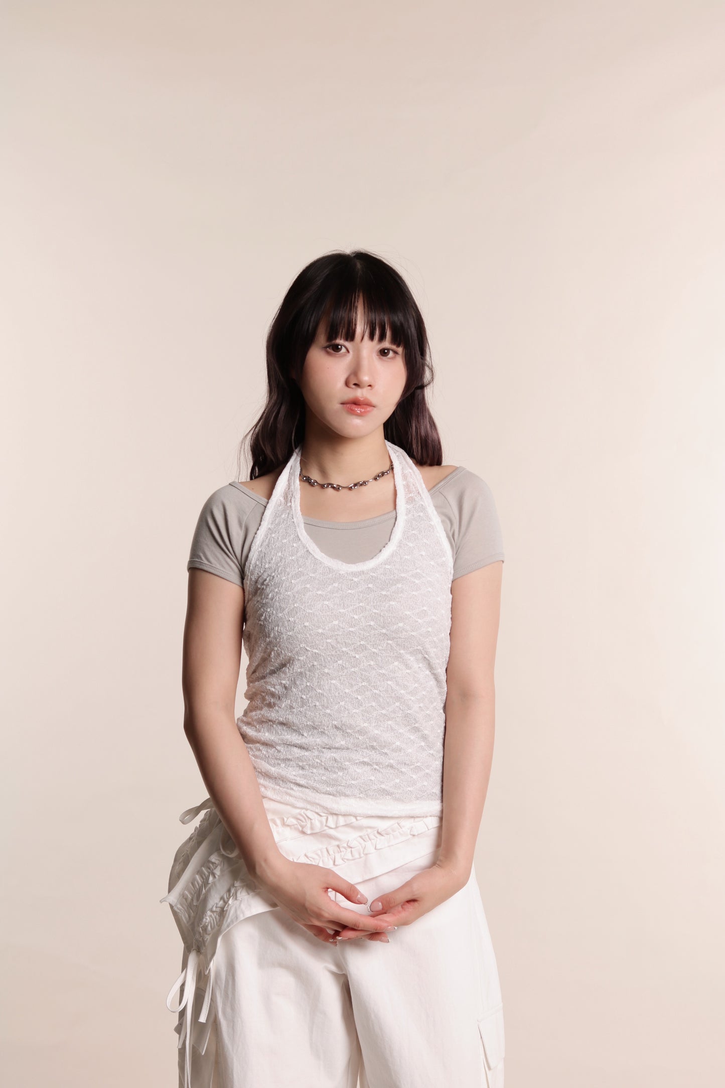 Layered Halter Top Set (White)