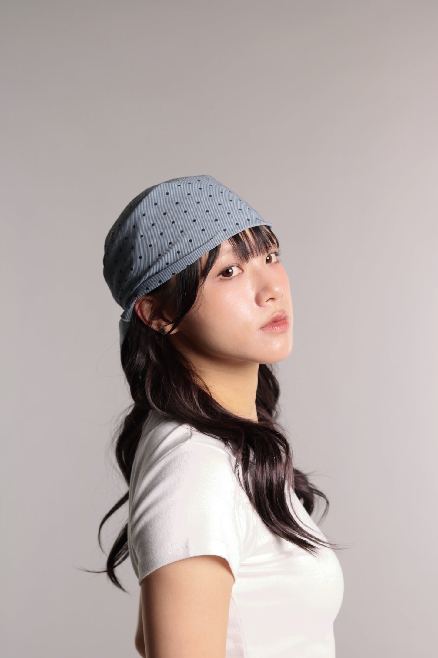 Polka Dot Scarf (Grey Blue)