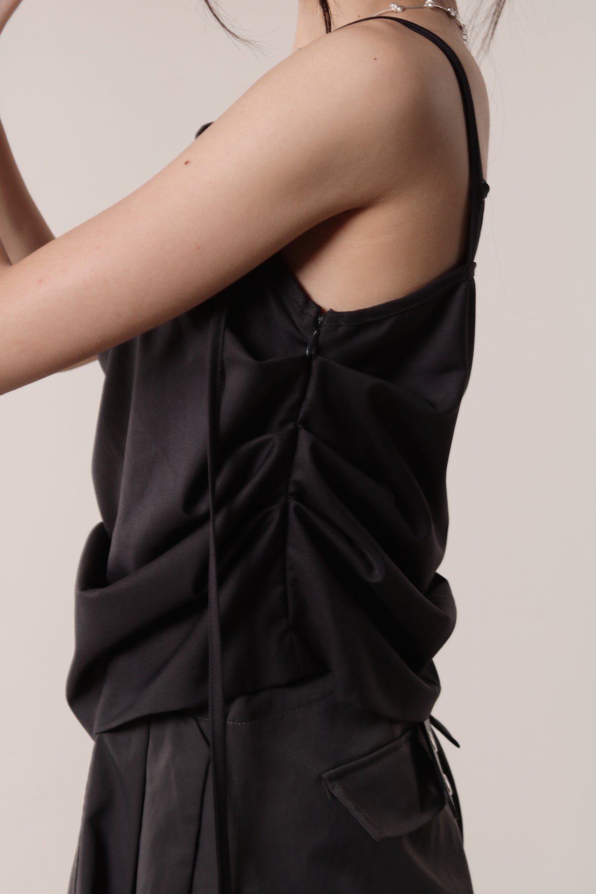 Boyce Gathered Sleeveless Top (Charcoal)
