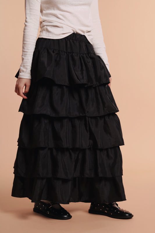Ruffle Tiered Skirt (Black)