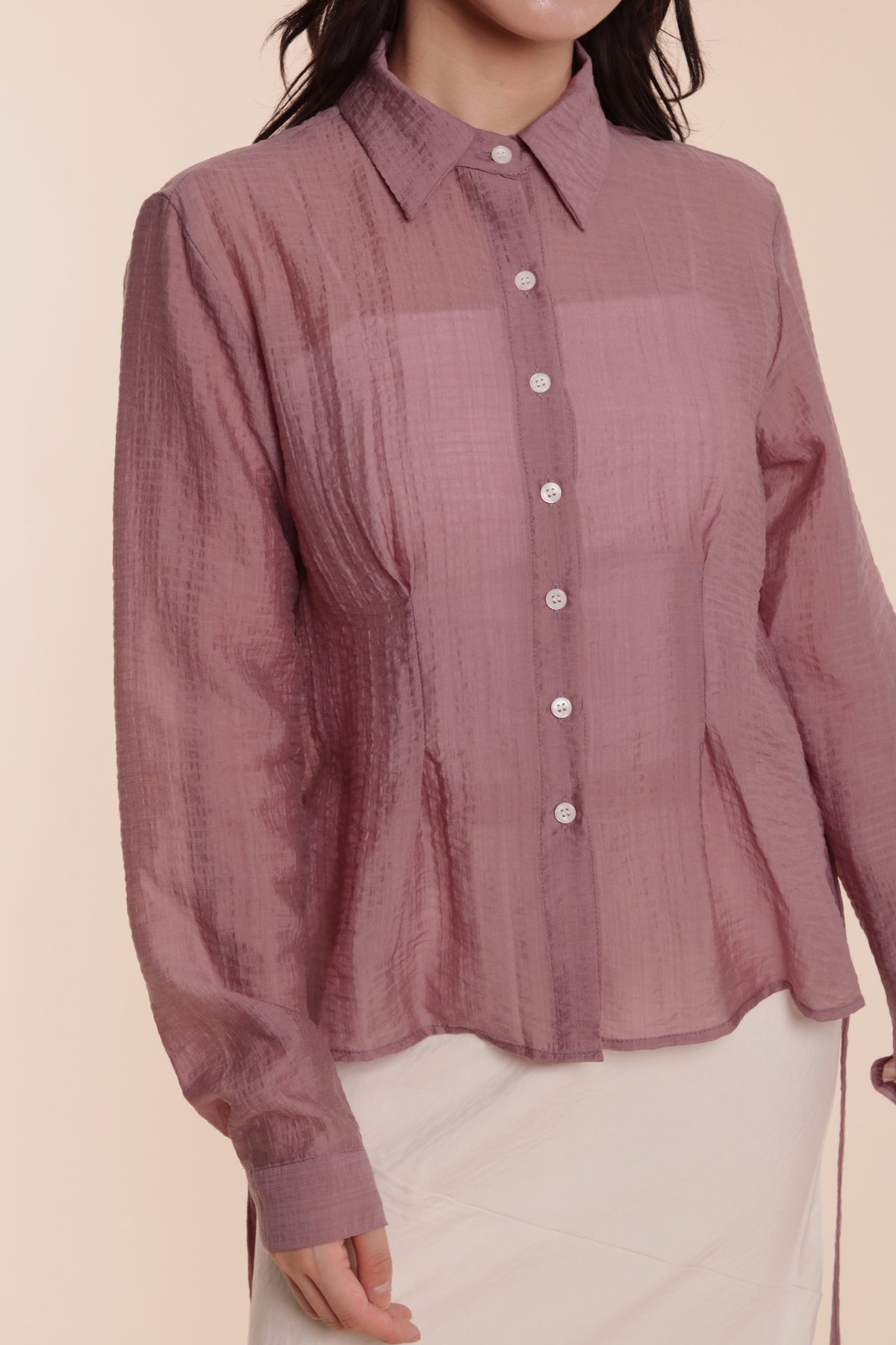 Checkered See Through Shirt (Pink)
