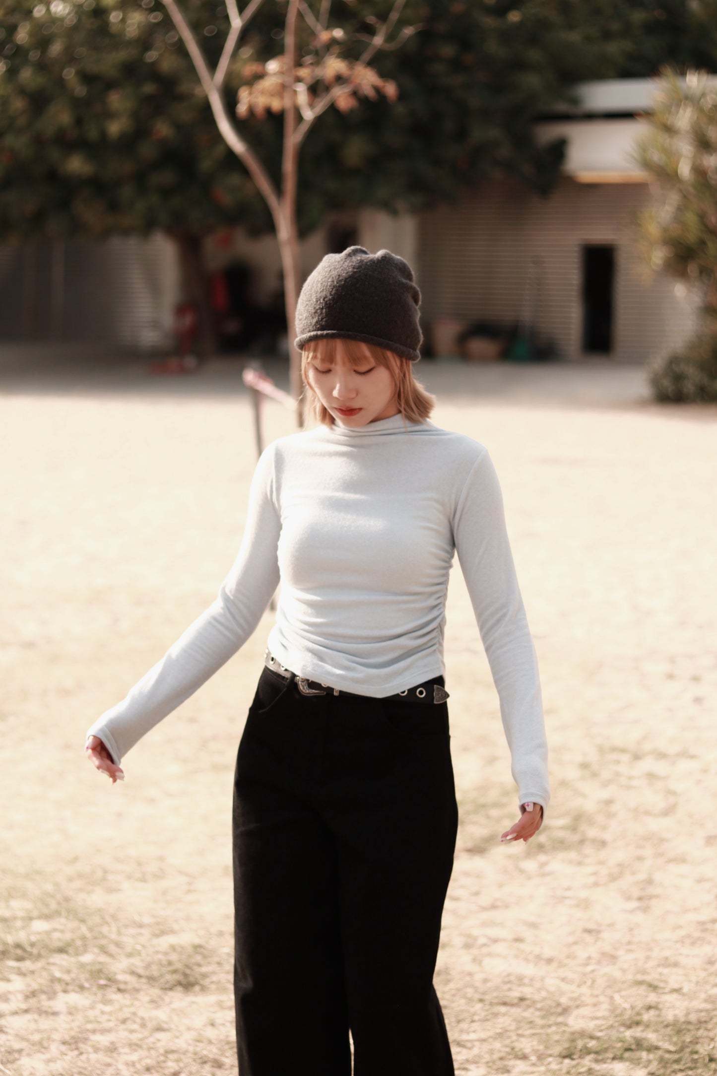 Spring Gathered Top (Baby Blue)