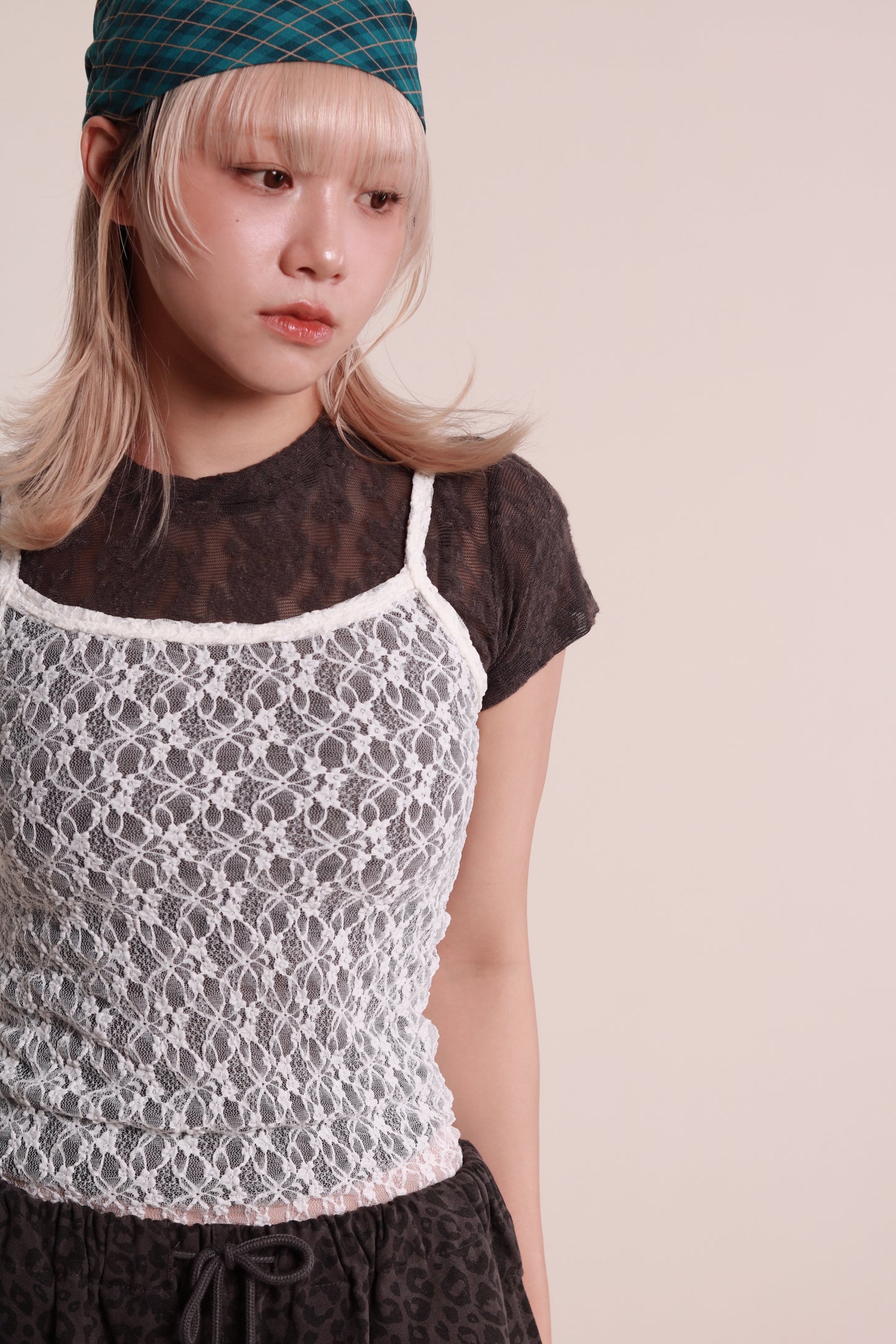 Mesh Sleeveless Top (White)