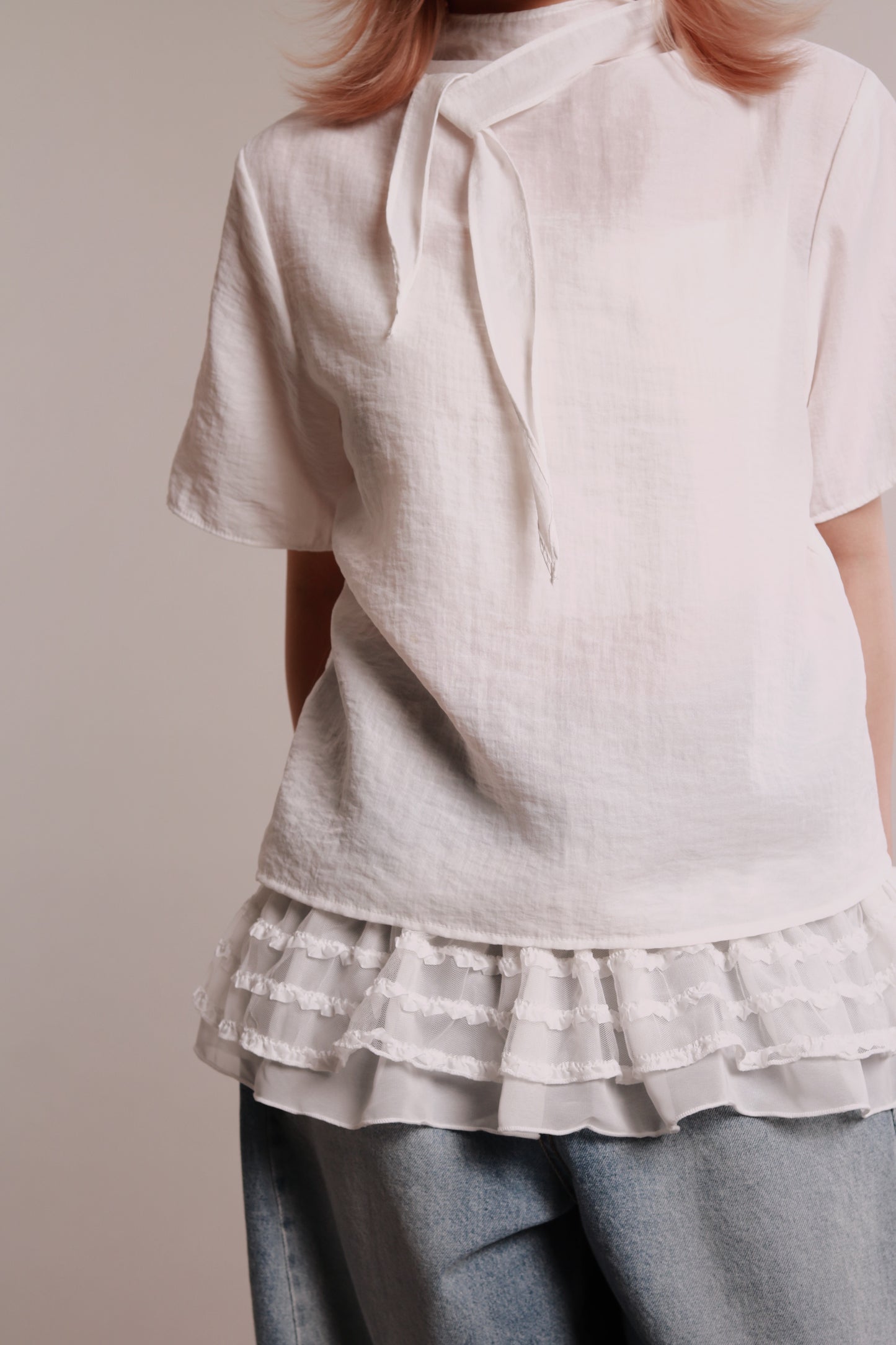 See Through Tie Top (White)