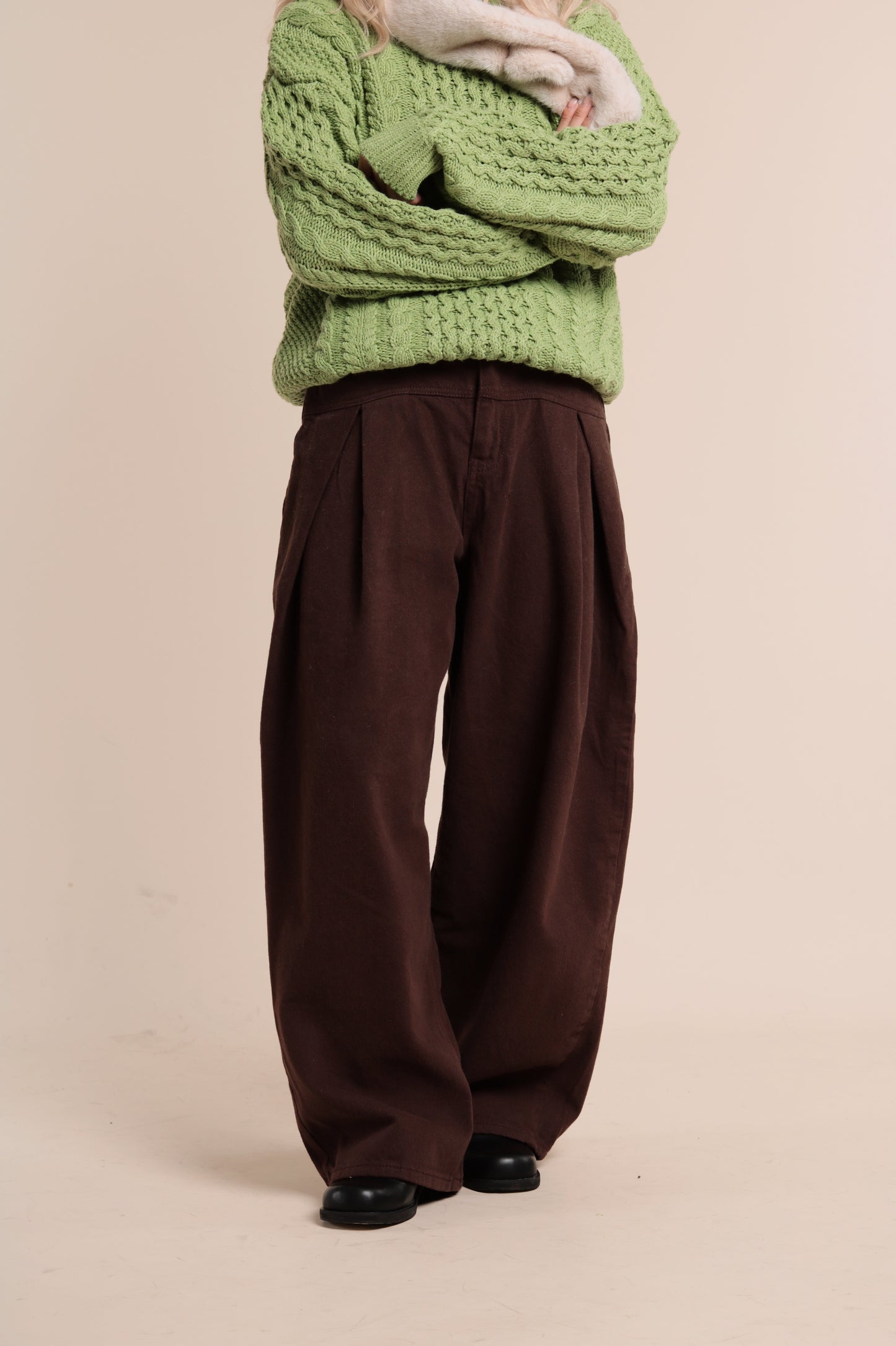 Nolan Pleat Pants (Brown)